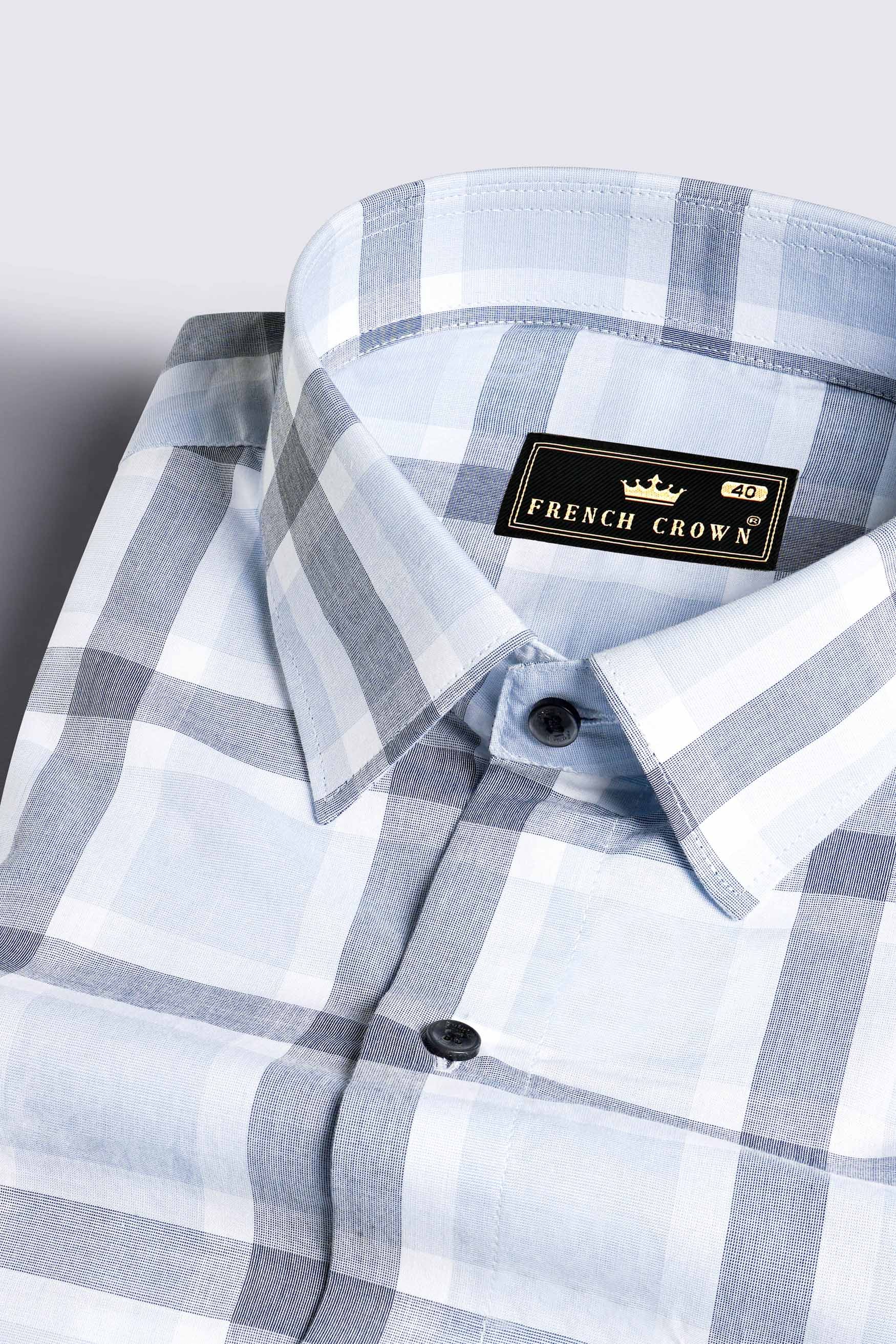 Bright White with Manatee Gray Checkered Embroidered Premium Cotton Designer Shirt 7098-BLK-E172-38, 7098-BLK-E172-H-38, 7098-BLK-E172-39, 7098-BLK-E172-H-39, 7098-BLK-E172-40, 7098-BLK-E172-H-40, 7098-BLK-E172-42, 7098-BLK-E172-H-42, 7098-BLK-E172-44, 7098-BLK-E172-H-44, 7098-BLK-E172-46, 7098-BLK-E172-H-46, 7098-BLK-E172-48, 7098-BLK-E172-H-48, 7098-BLK-E172-50, 7098-BLK-E172-H-50, 7098-BLK-E172-52, 7098-BLK-E172-H-52