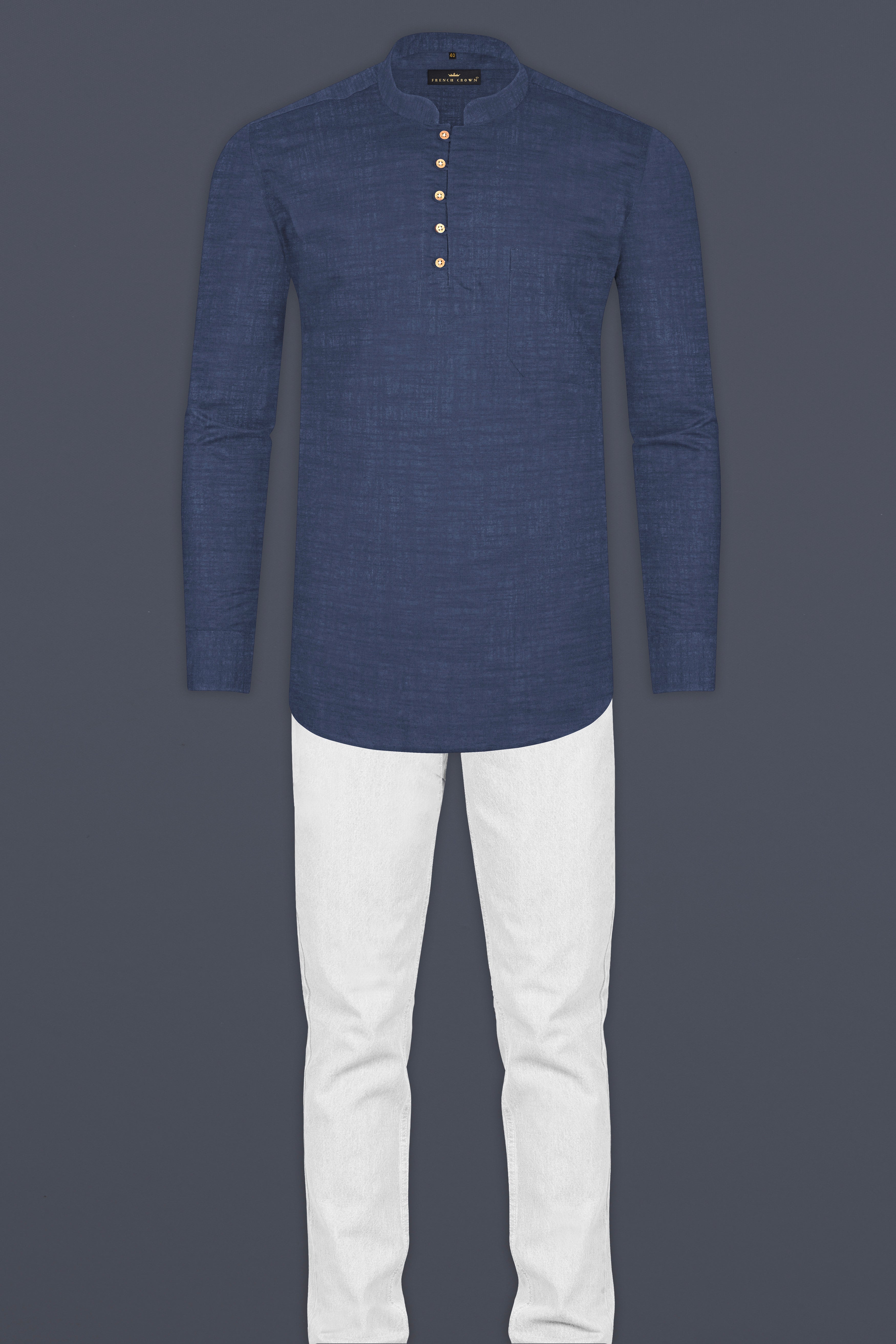 Bleached Cedar Blue Premium Tencel Kurta Shirt