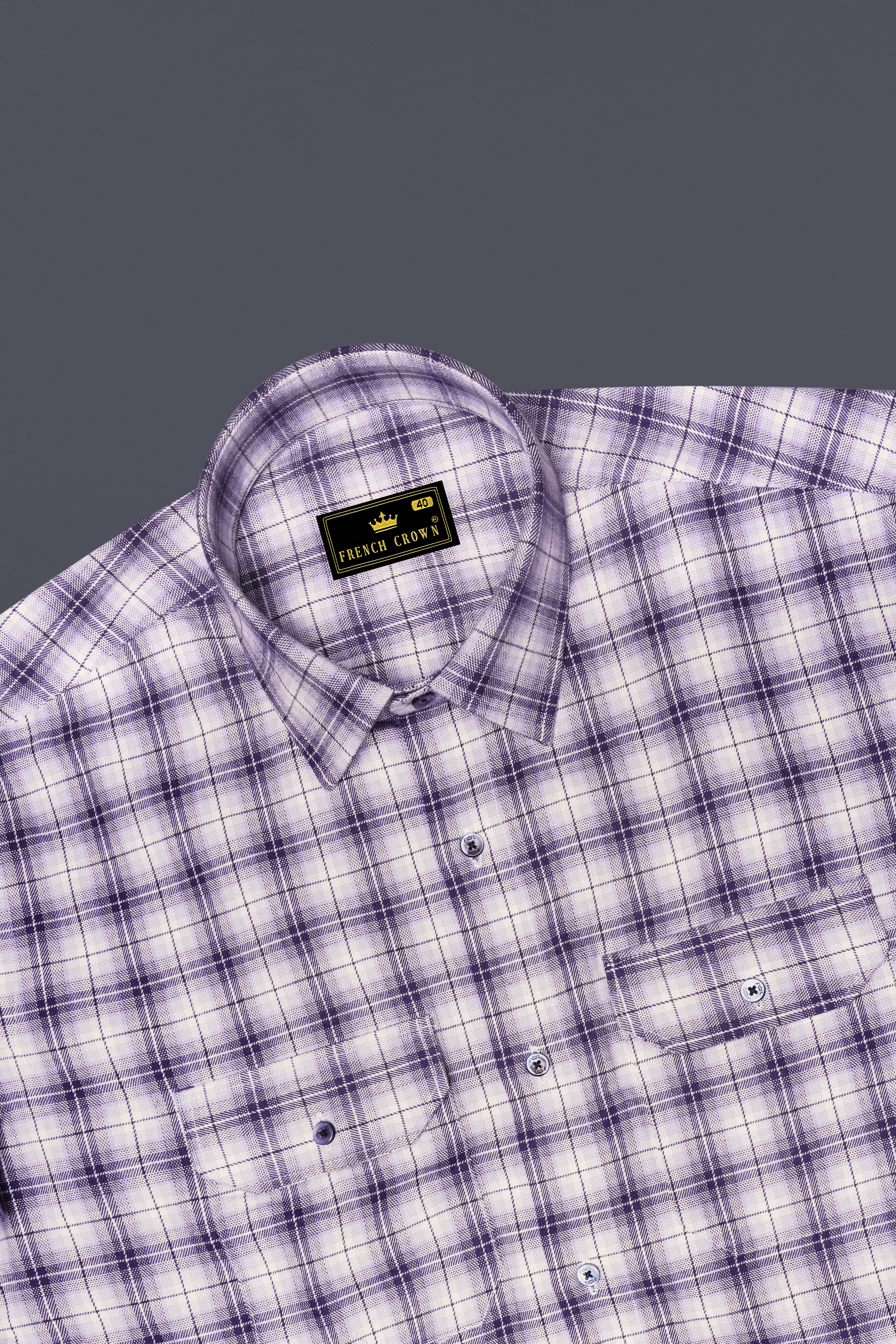 Manatee and white Plaid Oxford Royal Overshirt/Shacket