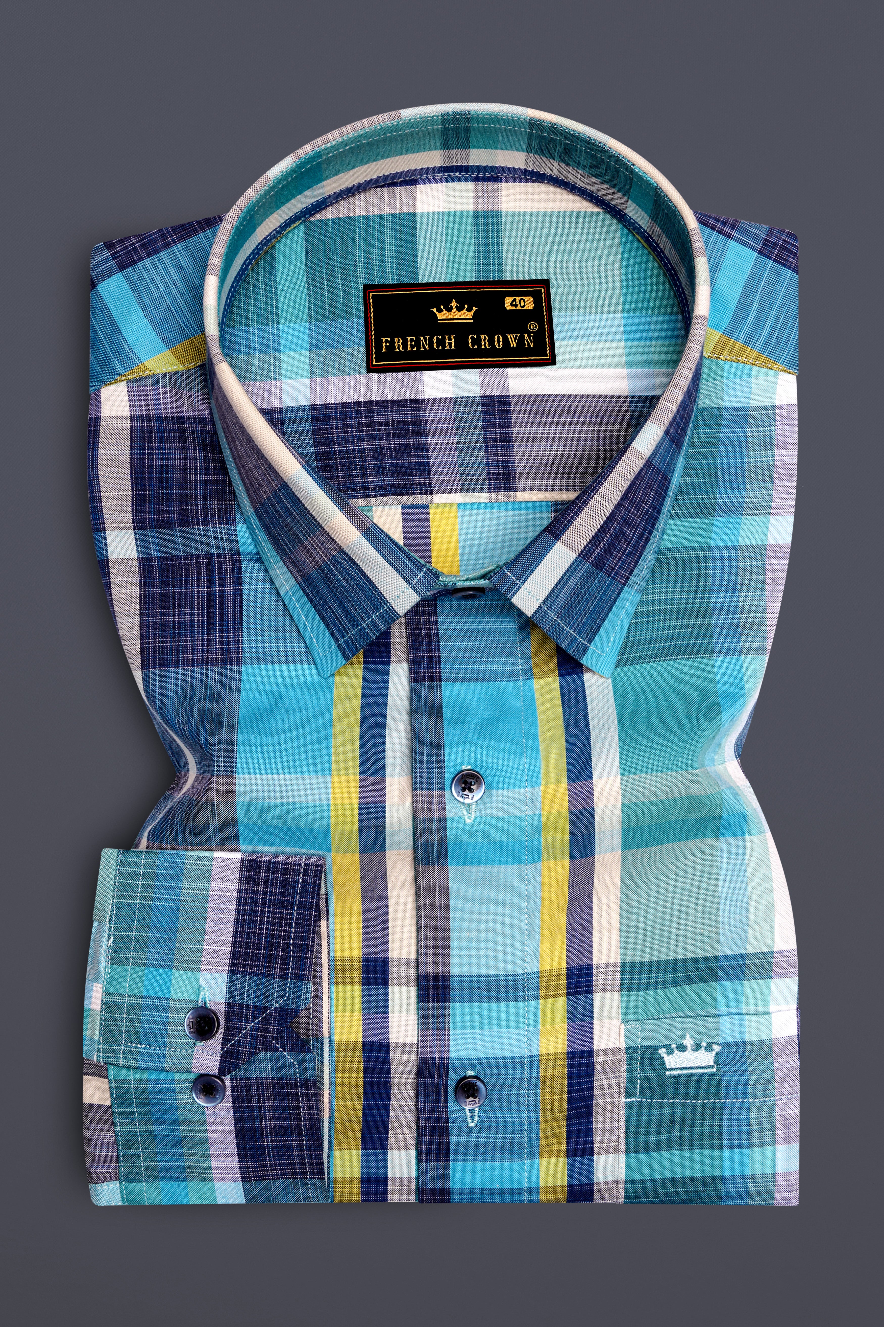 Charlotte and East Bay Blue Plaid Royal Oxford Shirt