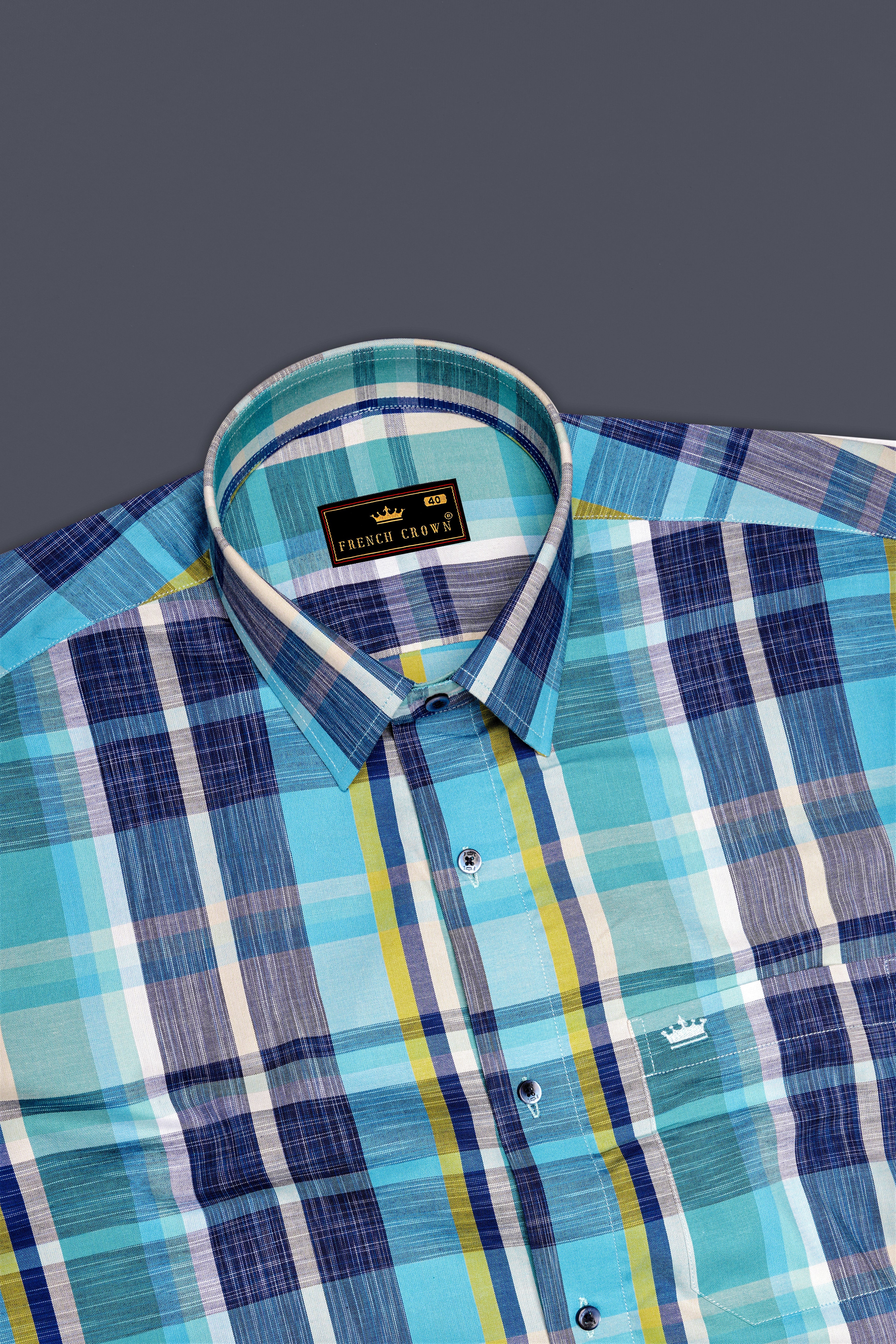 Charlotte and East Bay Blue Plaid Royal Oxford Shirt