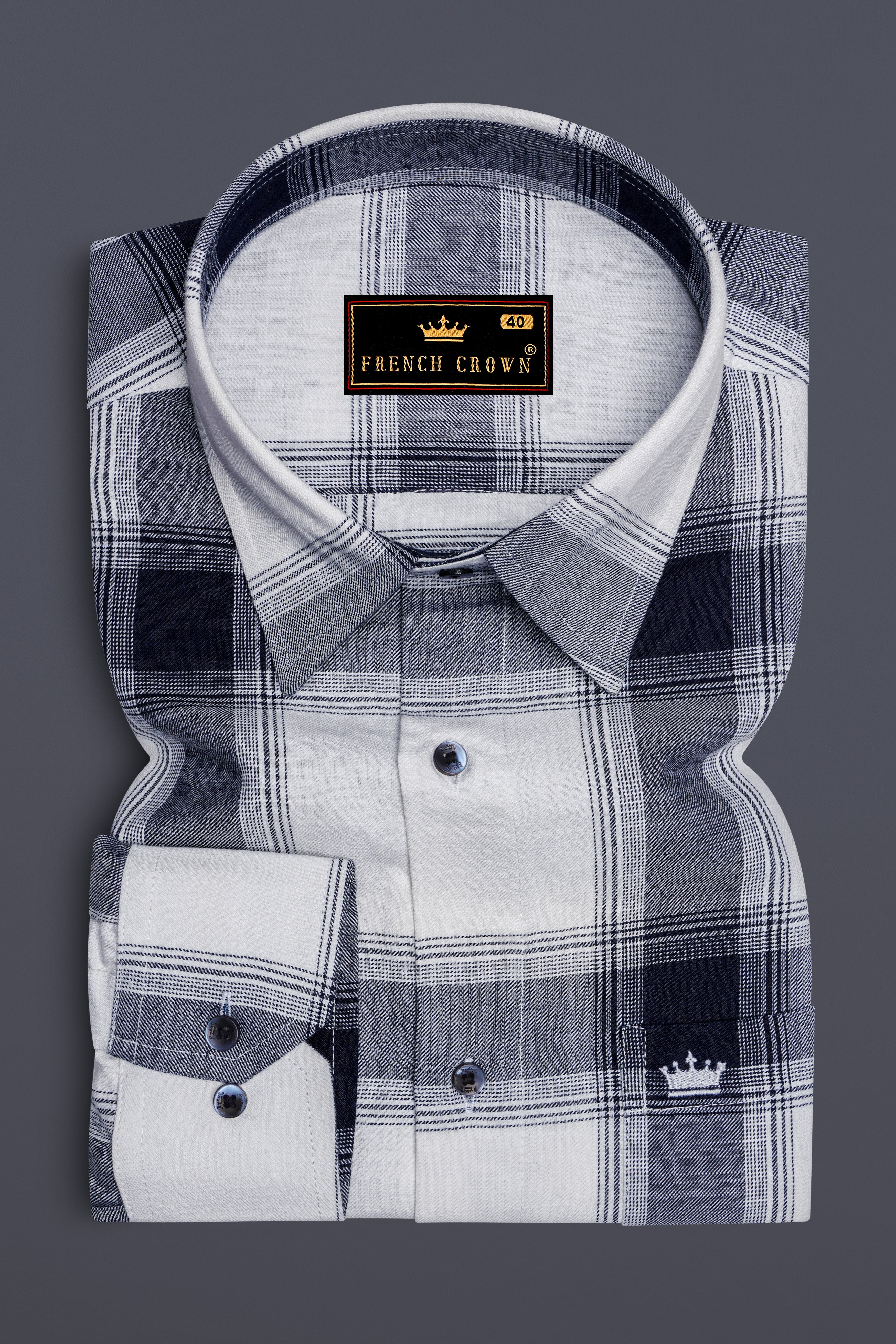 Bright White Plaid Royal Oxford Shirt