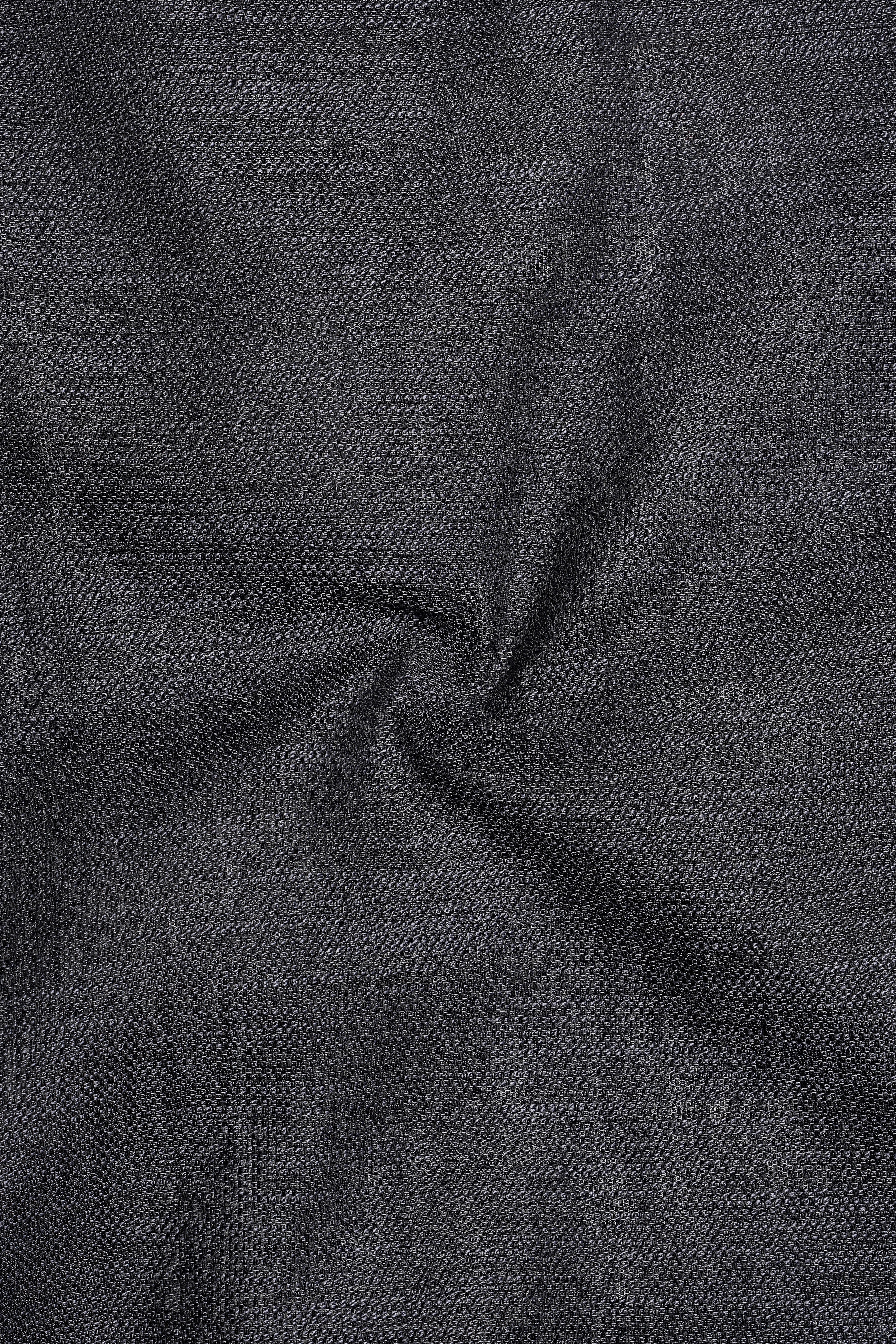 Half Thunder Gray and Half Plaid Dobby Textured Premium Giza Cotton Shirt