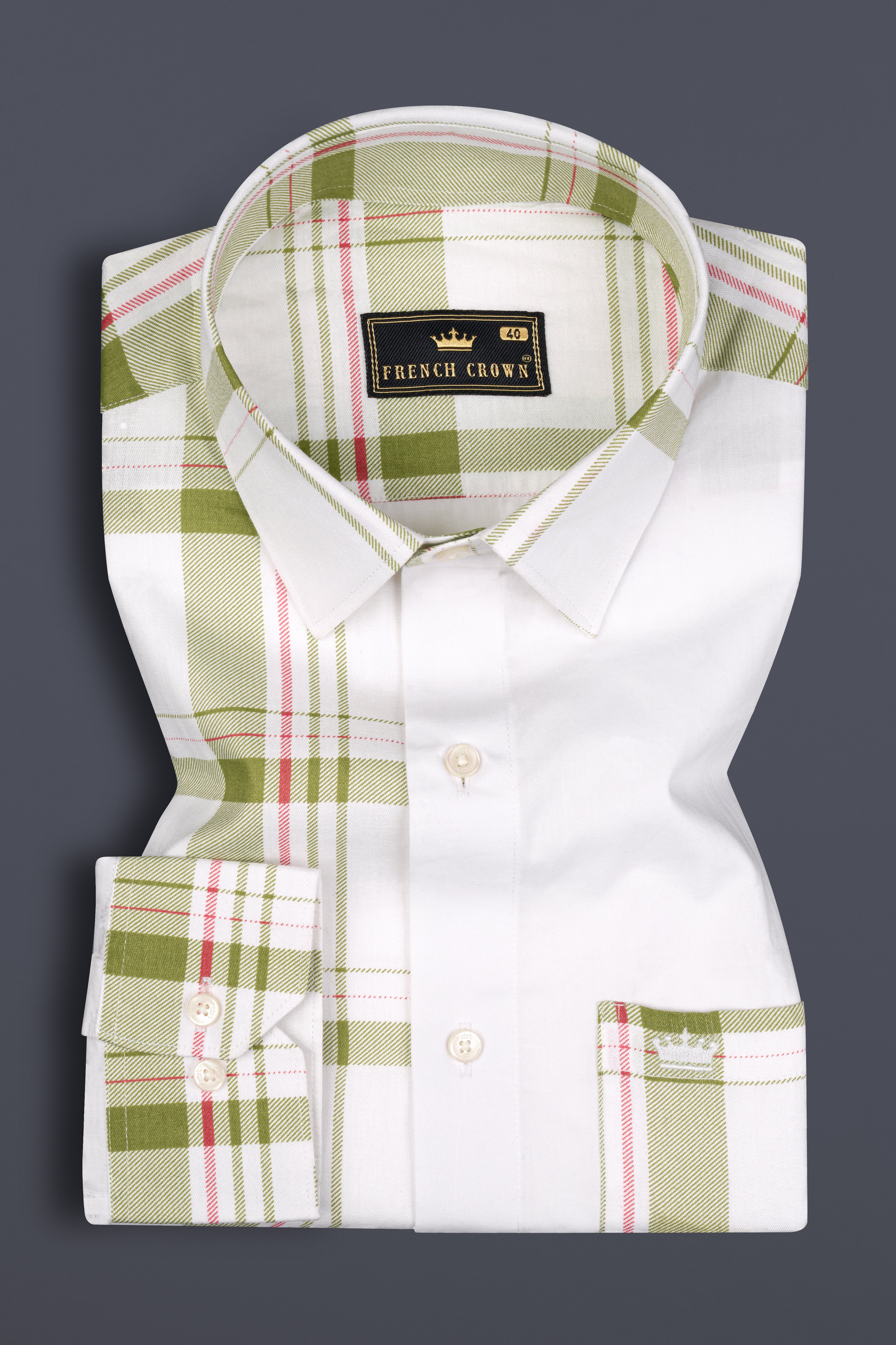 Half White Half Checkered Super Soft Premium Cotton Designer Shirt