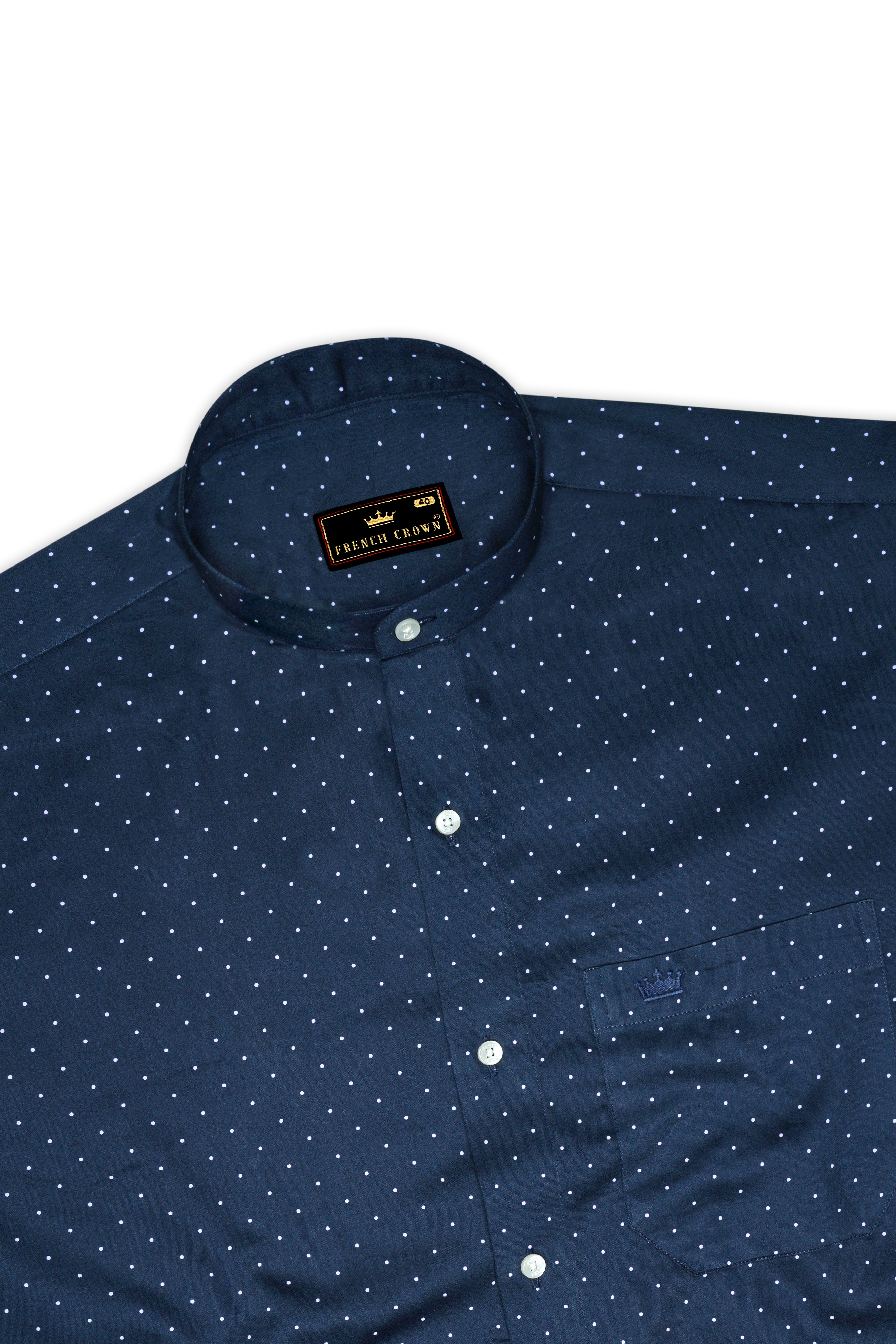 Ebony Clay Blue Polka Dots Printed Super Soft Premium Cotton Shirt