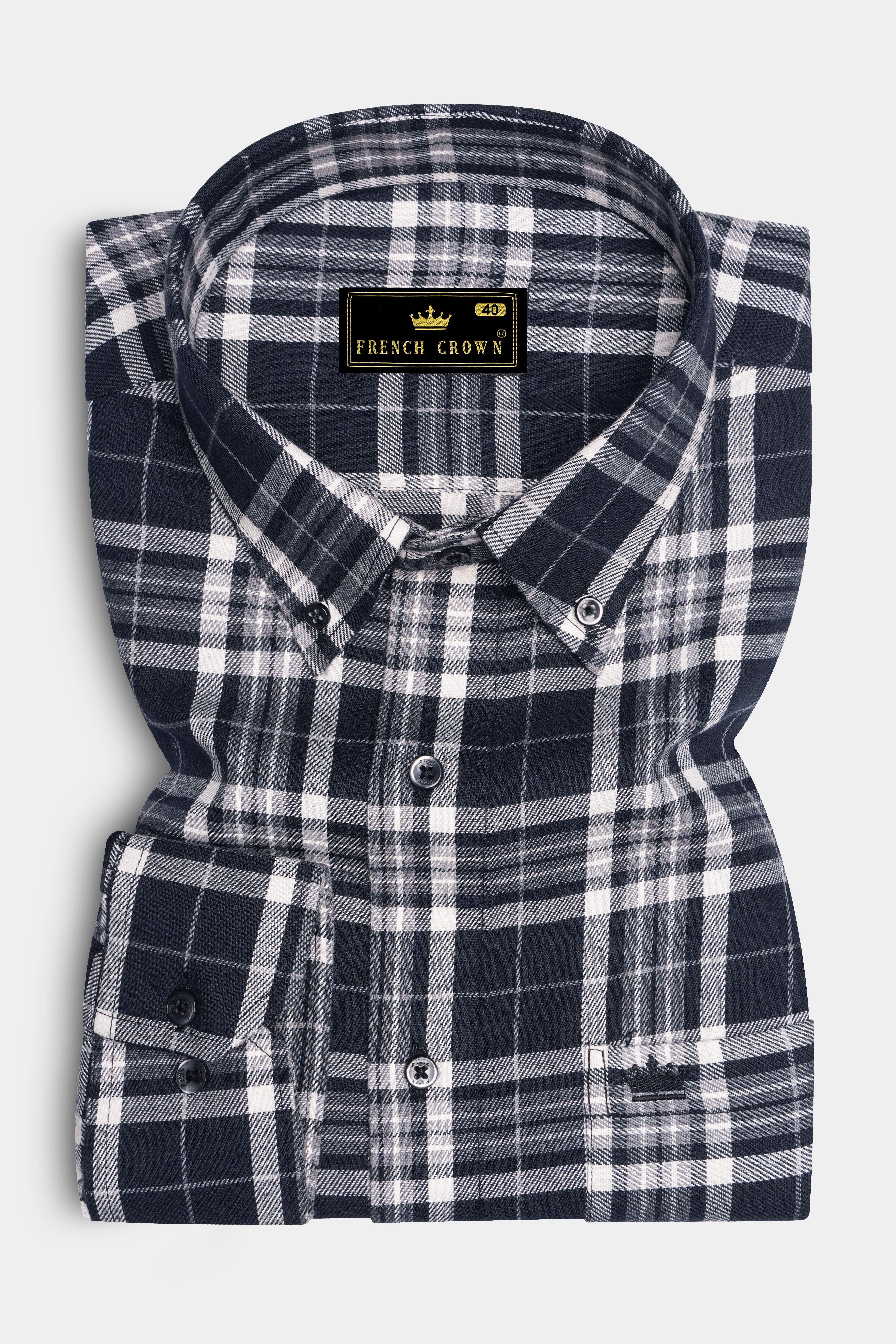 Jade Black and Quartz Gray Plaid Flannel Shirt