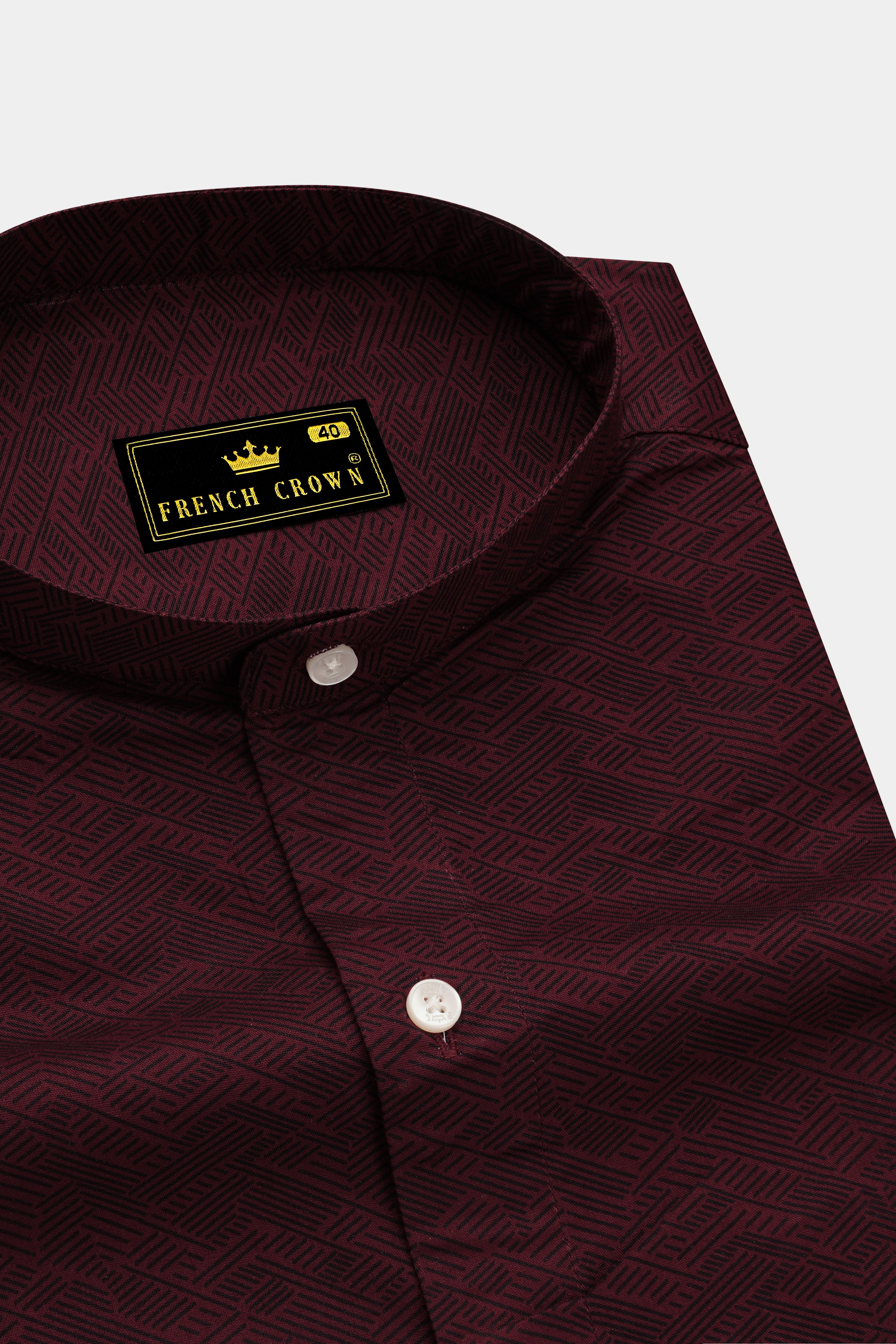 Wine Berry Printed Premium Cotton Shirt
