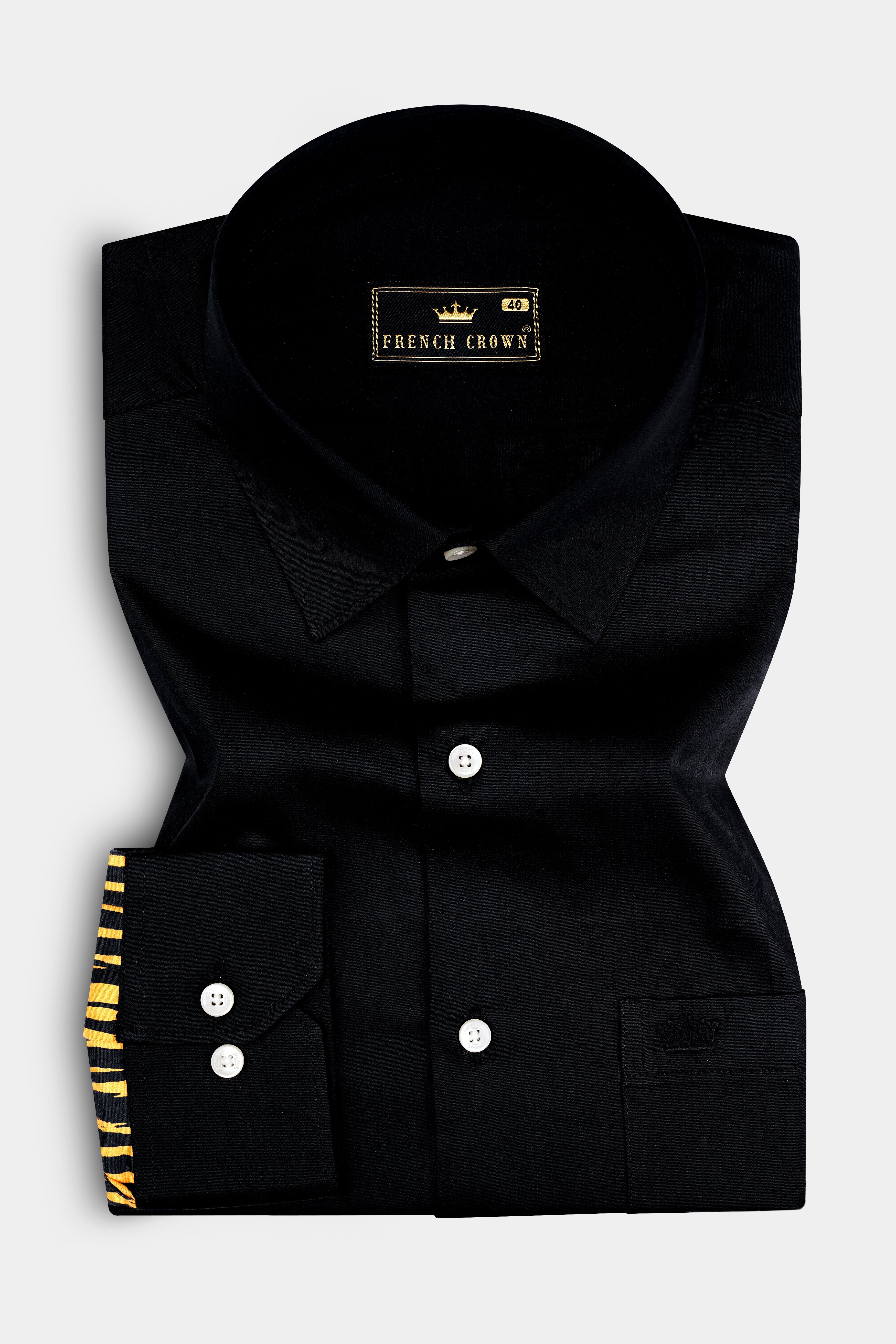 Jade Black with Tiger Printed Super Soft Premium Cotton Designer Shirt