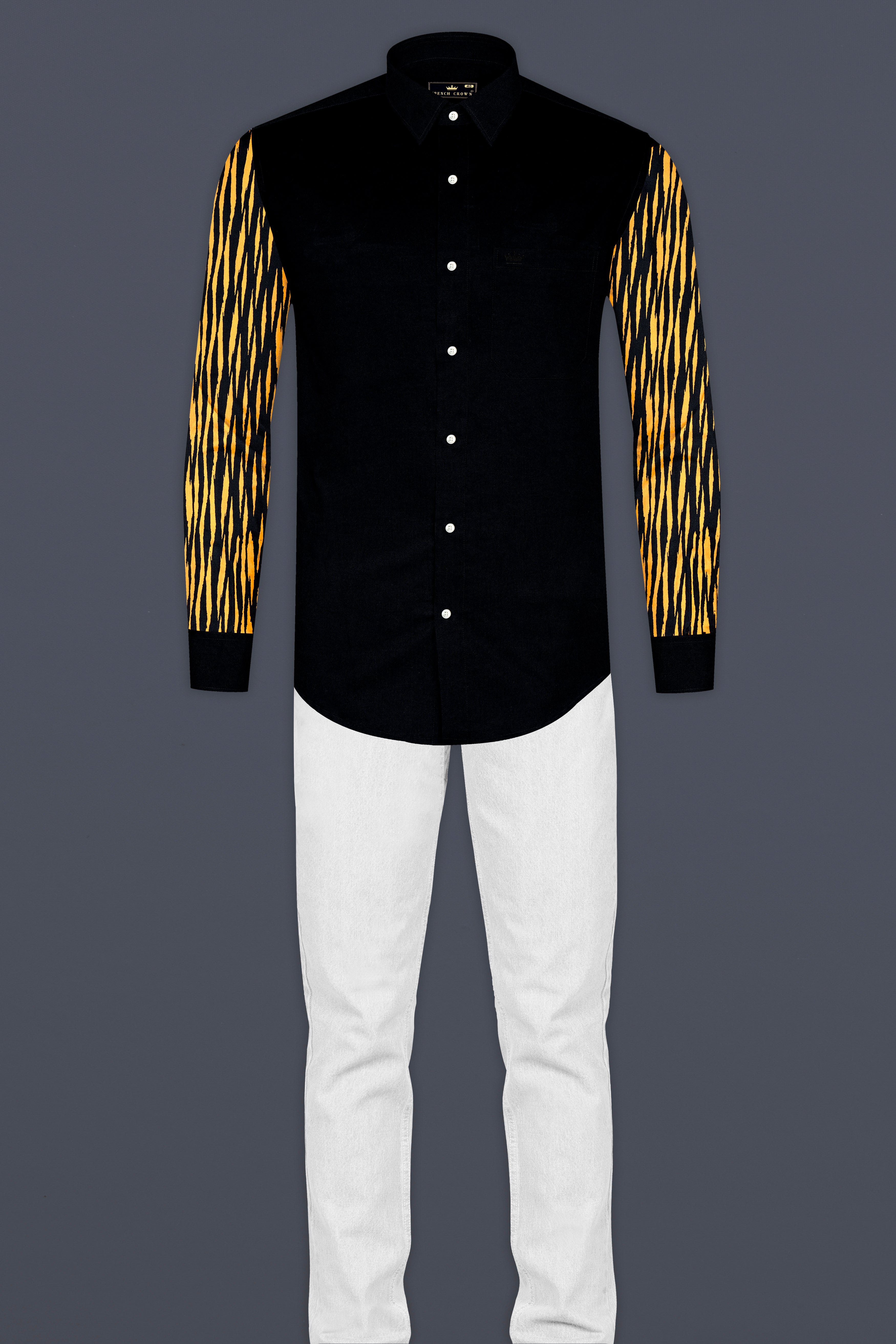 Jade Black with Tiger Printed Super Soft Premium Cotton Designer Shirt