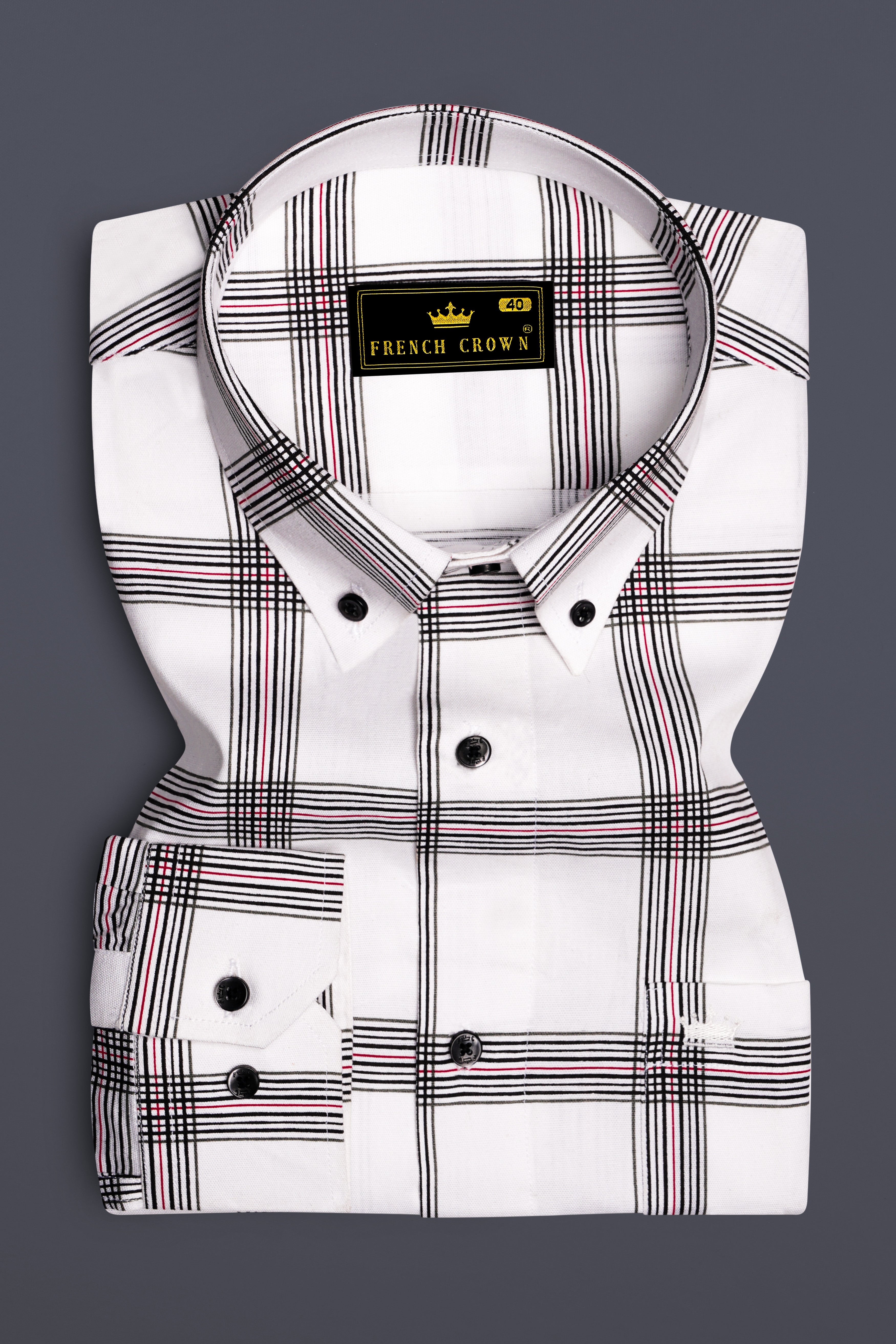 Bright White Windowpane Royal Oxford Shirt