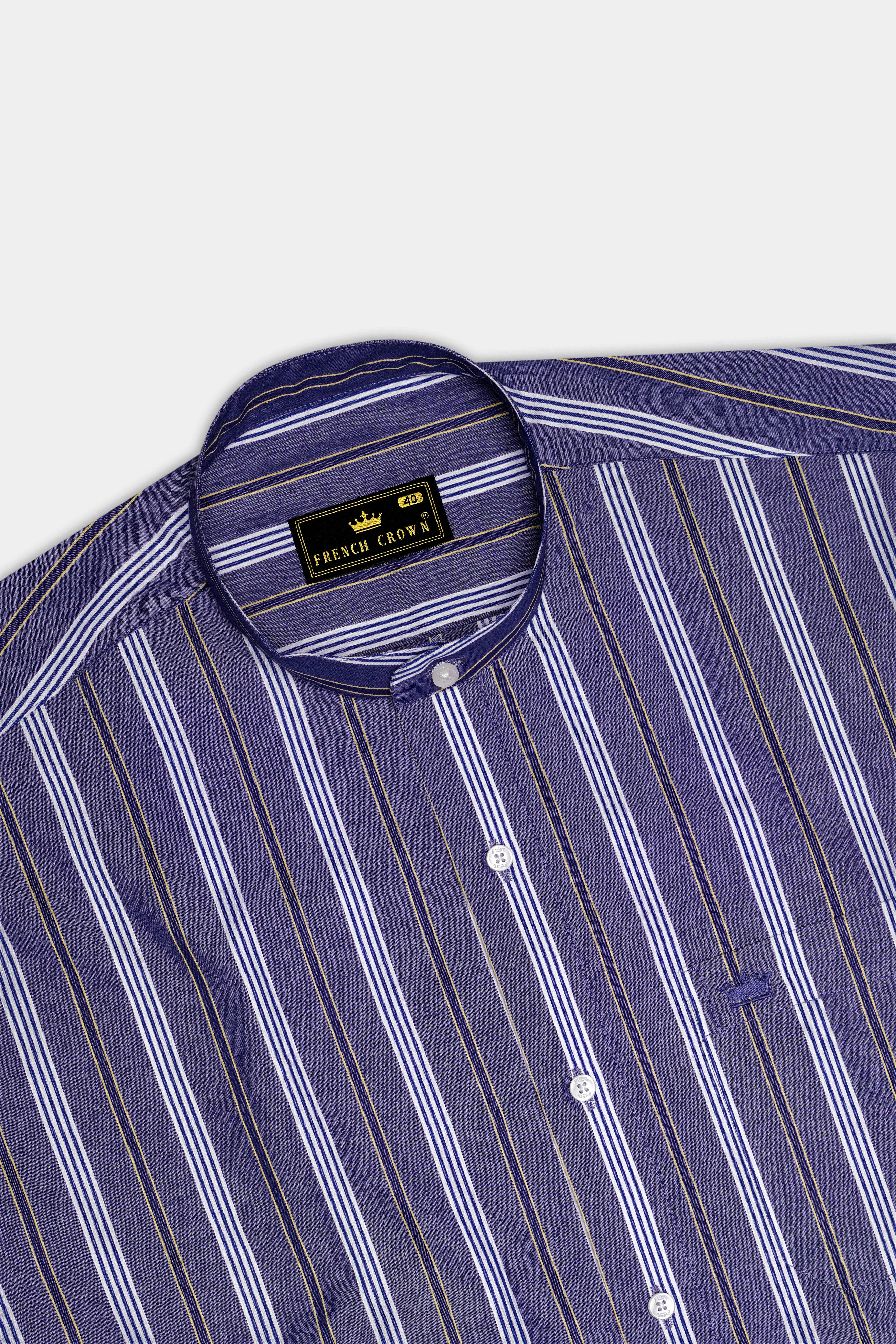 Scampi Blue Striped Dobby Textured Premium Giza Cotton Shirt
