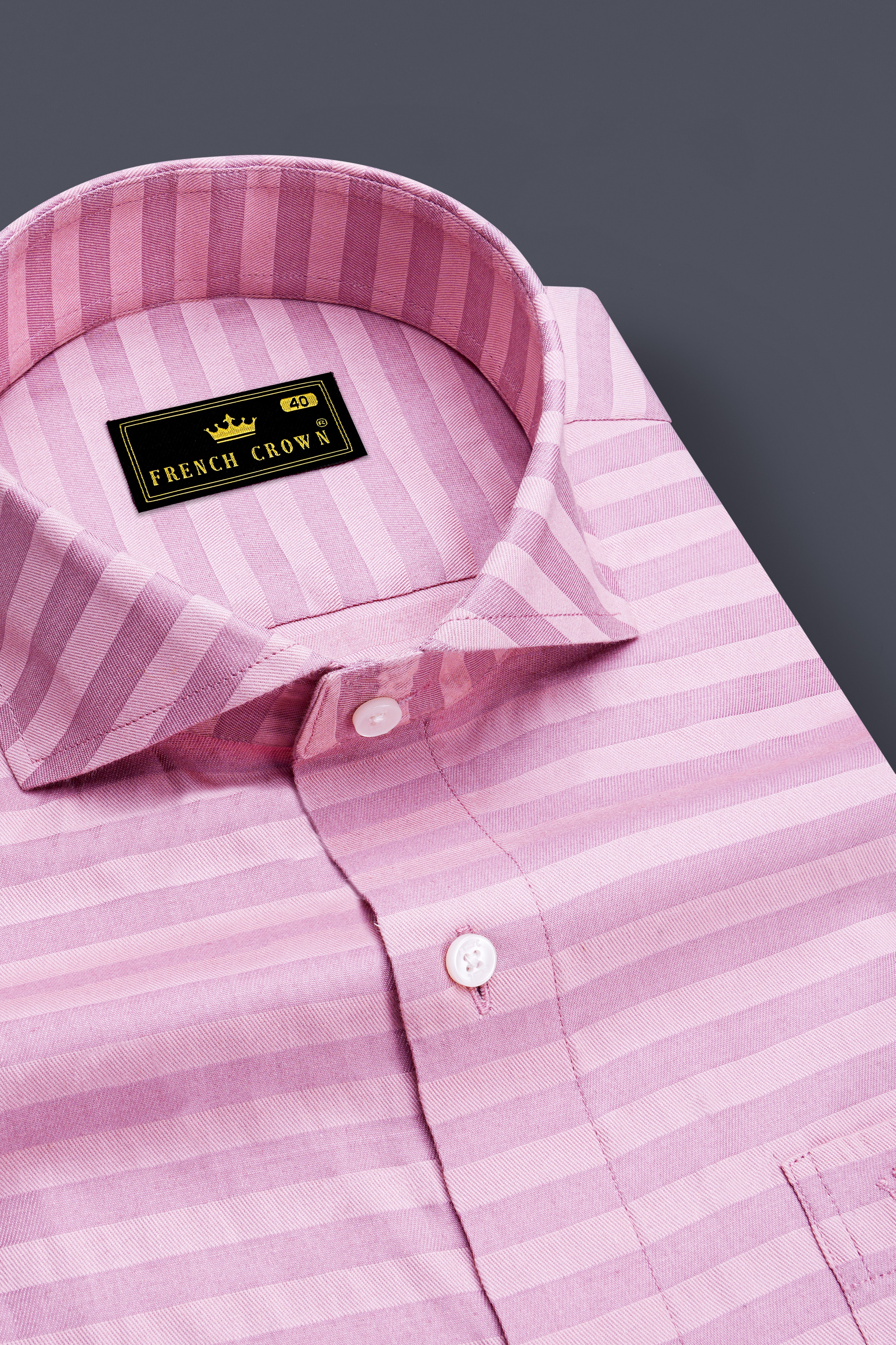 Light Muave Pink Striped Dobby Textured Premium Giza Cotton Shirt
