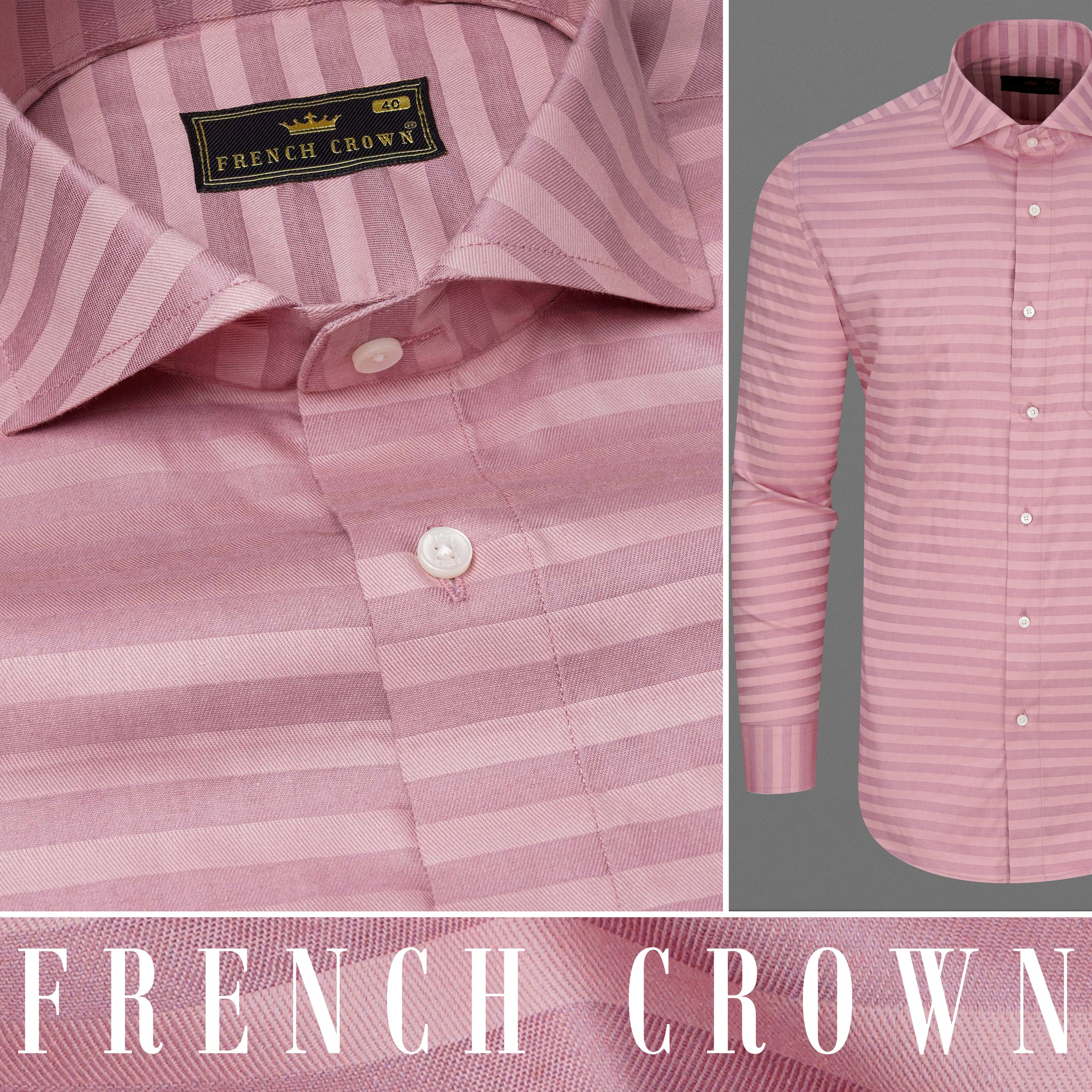 Men's Pink Classic Striped Casual Cotton Shirt