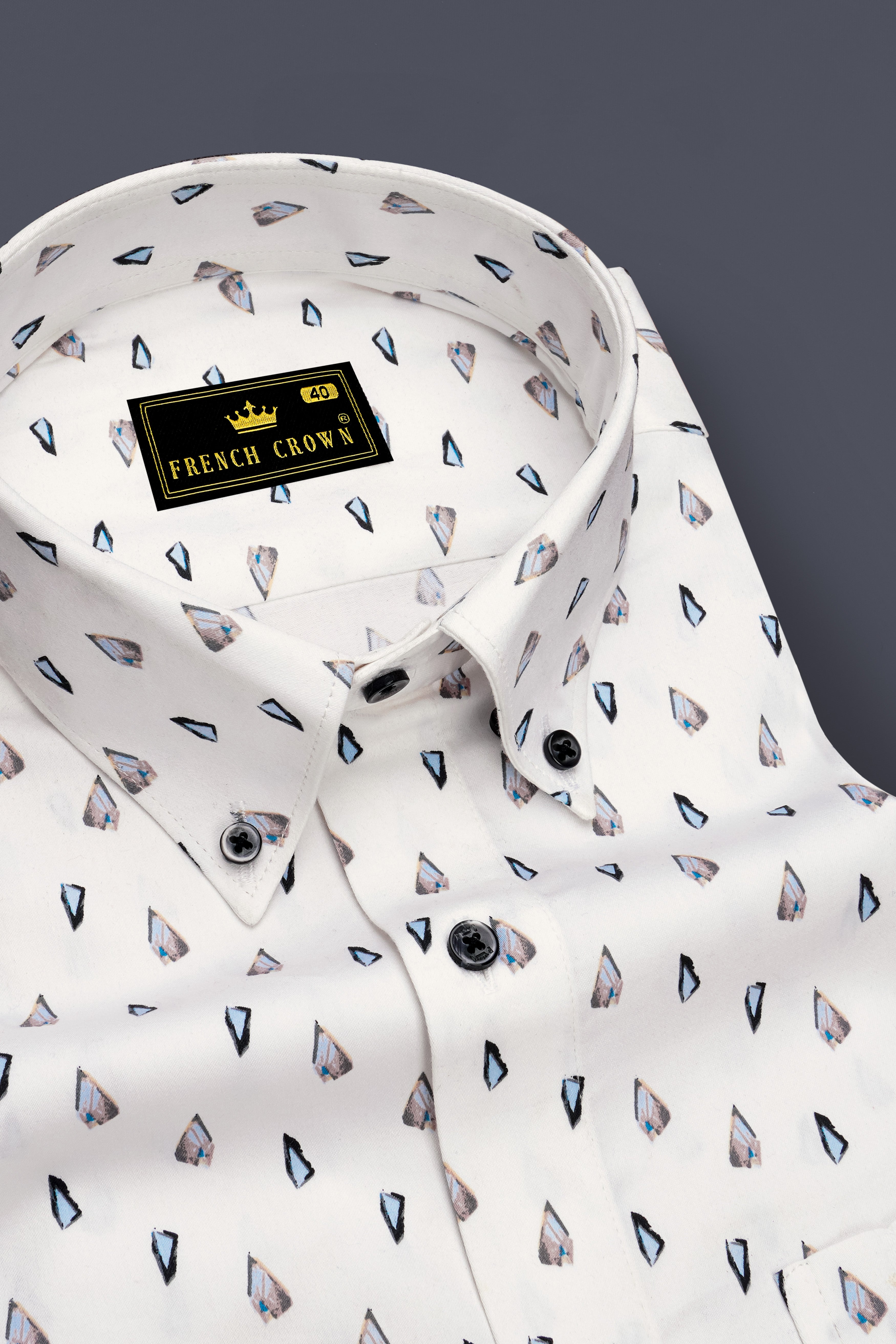 Bright White Stones Printed Super Soft Premium Cotton Shirt