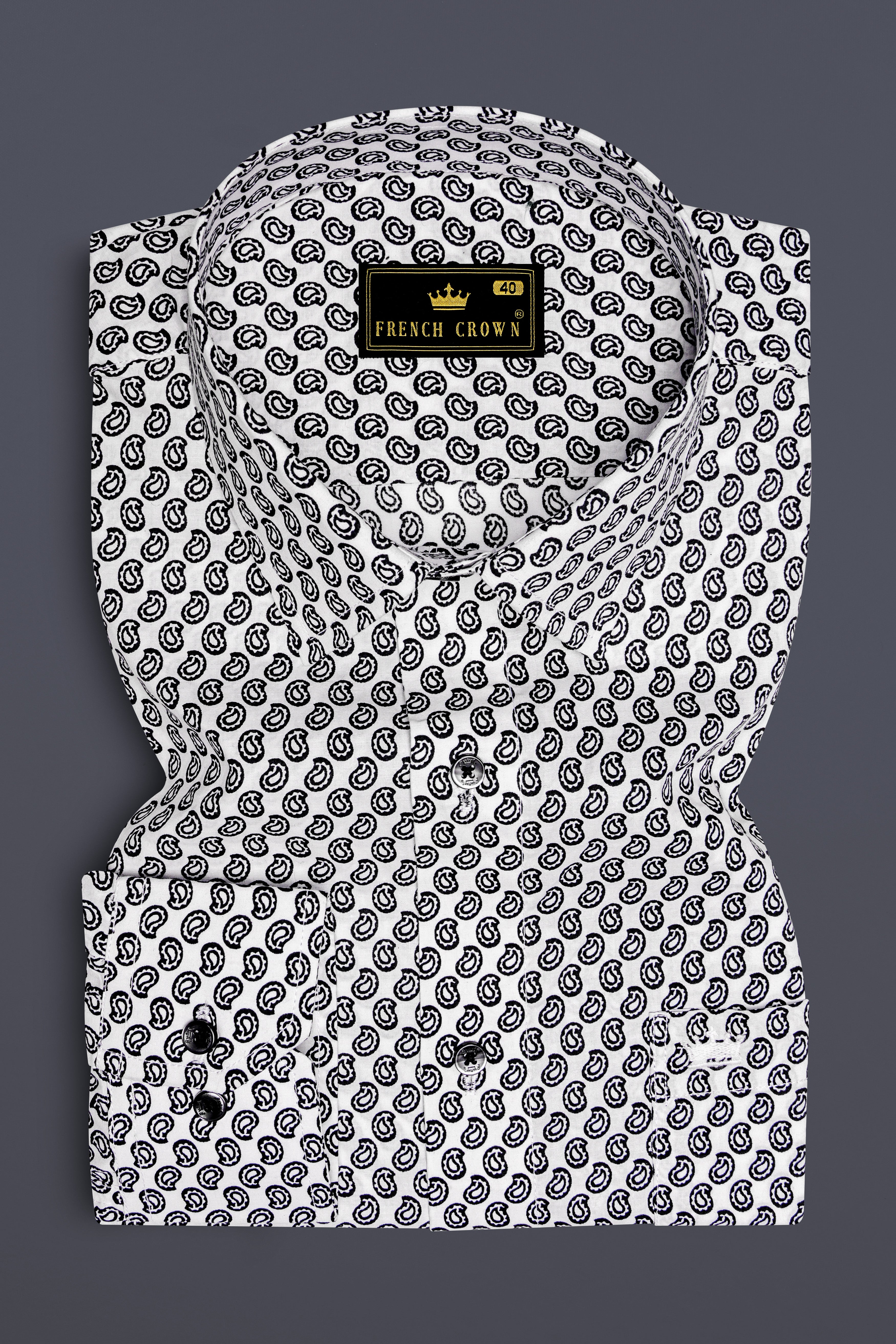 Jade Black Paisley Printed Premium Cotton Shirt