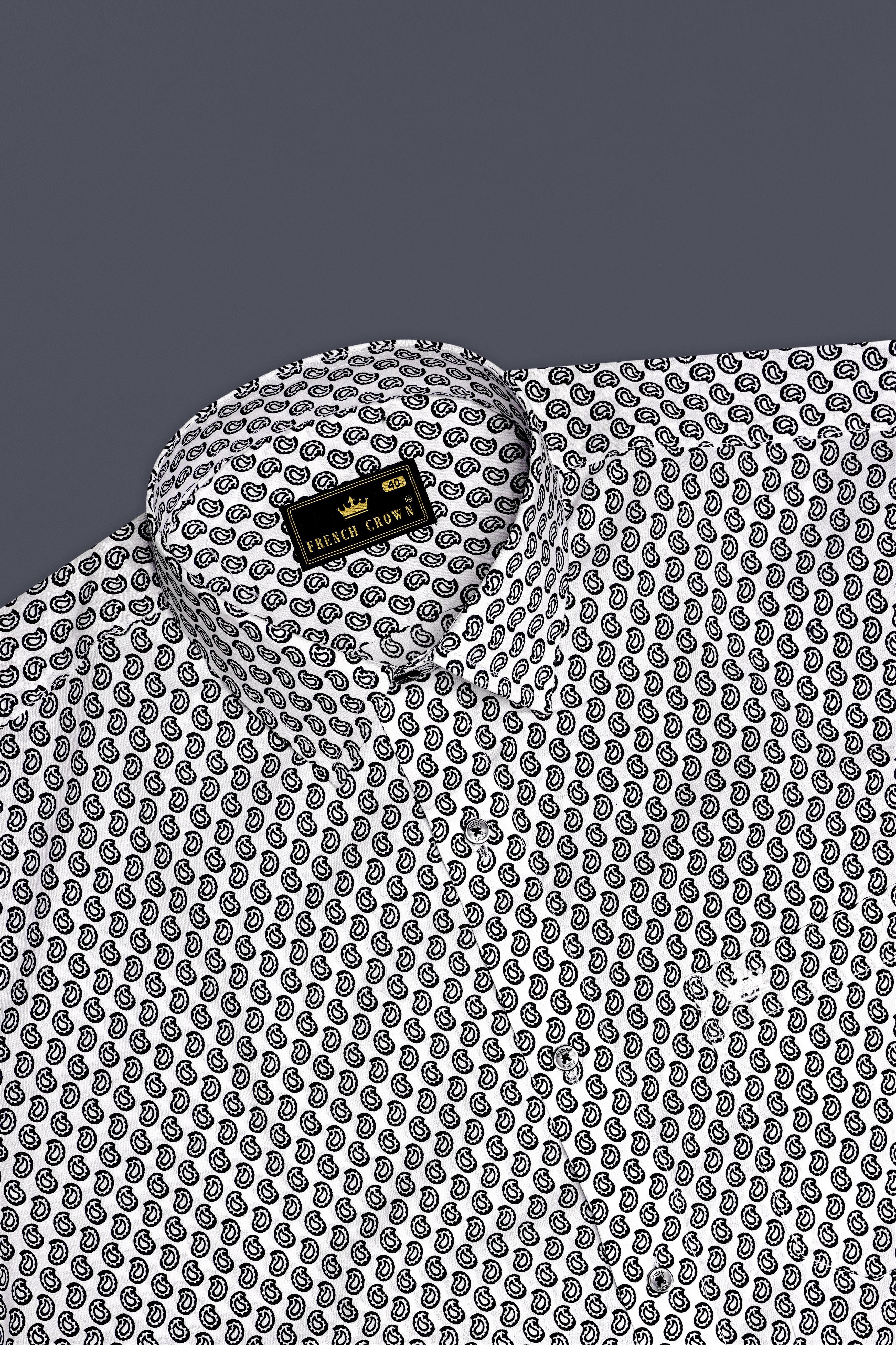 Jade Black Paisley Printed Premium Cotton Shirt