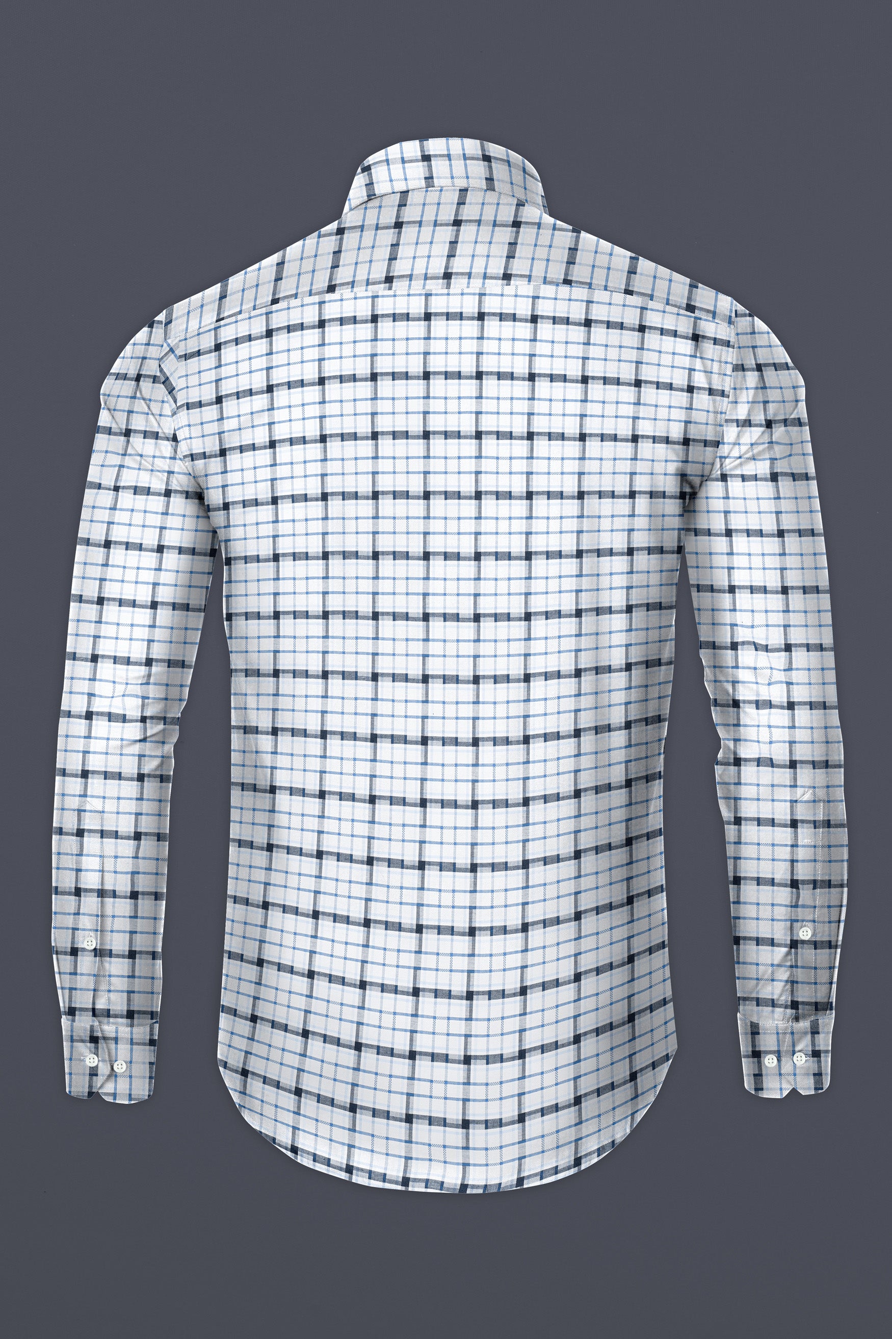 Limed Spruce Blue and Metallic Blue and white Twill Plaid Premium Cotton Shirt