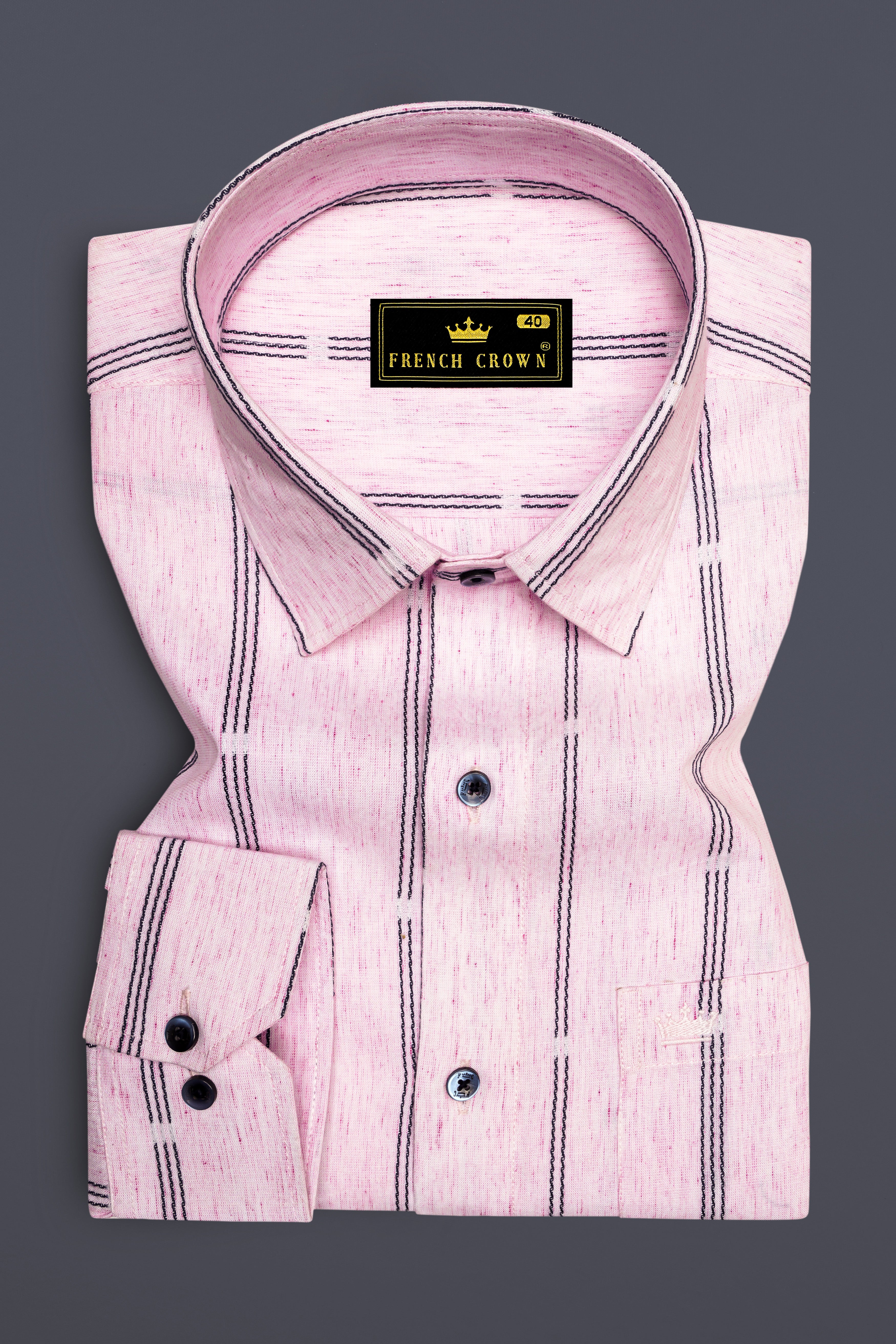 Twilight Pink Pinstriped Dobby Textured Premium Giza Cotton Shirt