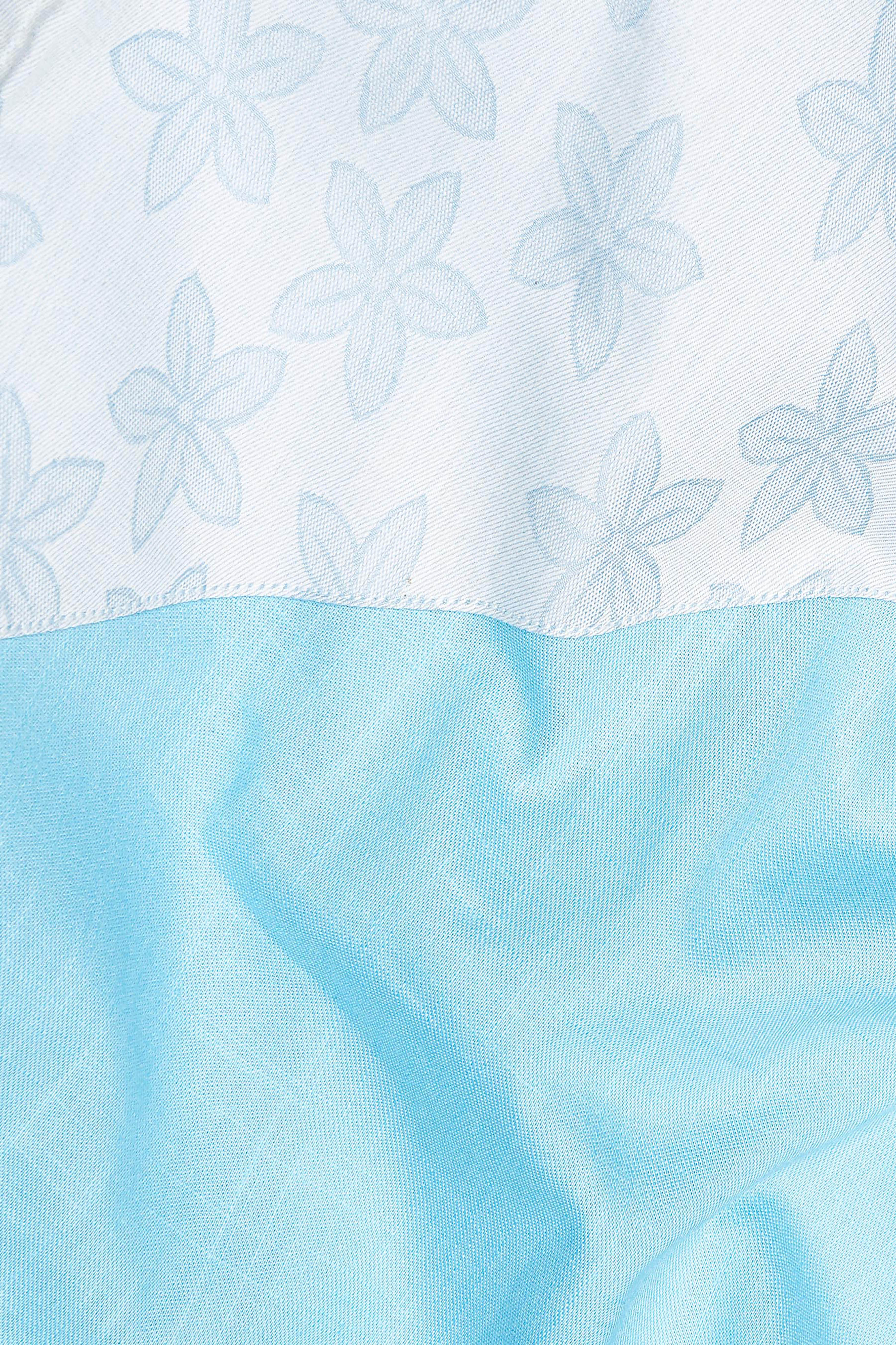 Mystic Baby Blue Floral Textured with Tiffany Jacquard Premium Giza Cotton Shirt