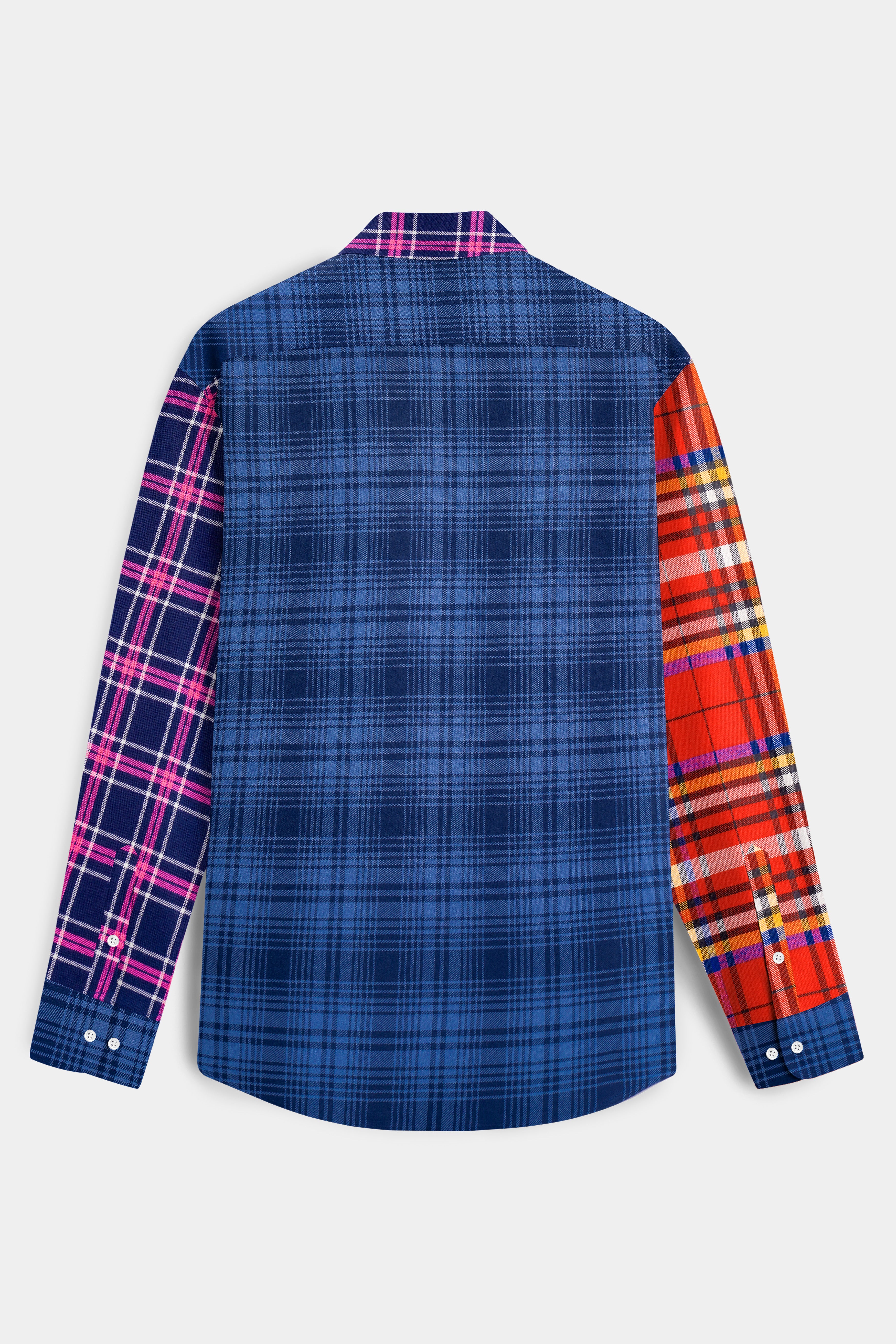 Cinnabar Red with Cloud Burst Blue Plaid Designer Flannel Shirt