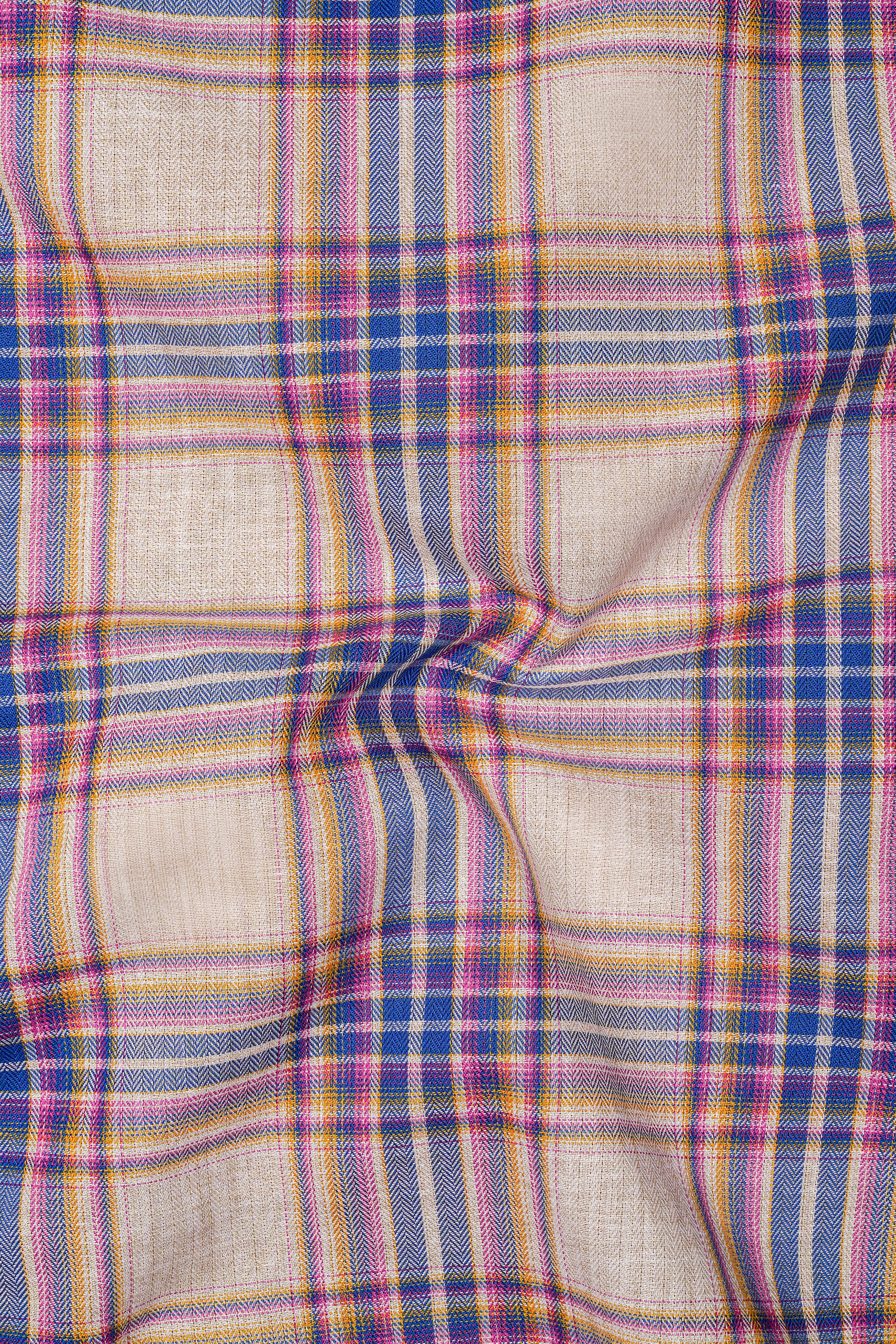 Taco Brown Plaid and Gainsboro Plaid Herringbone Reversible Shirt