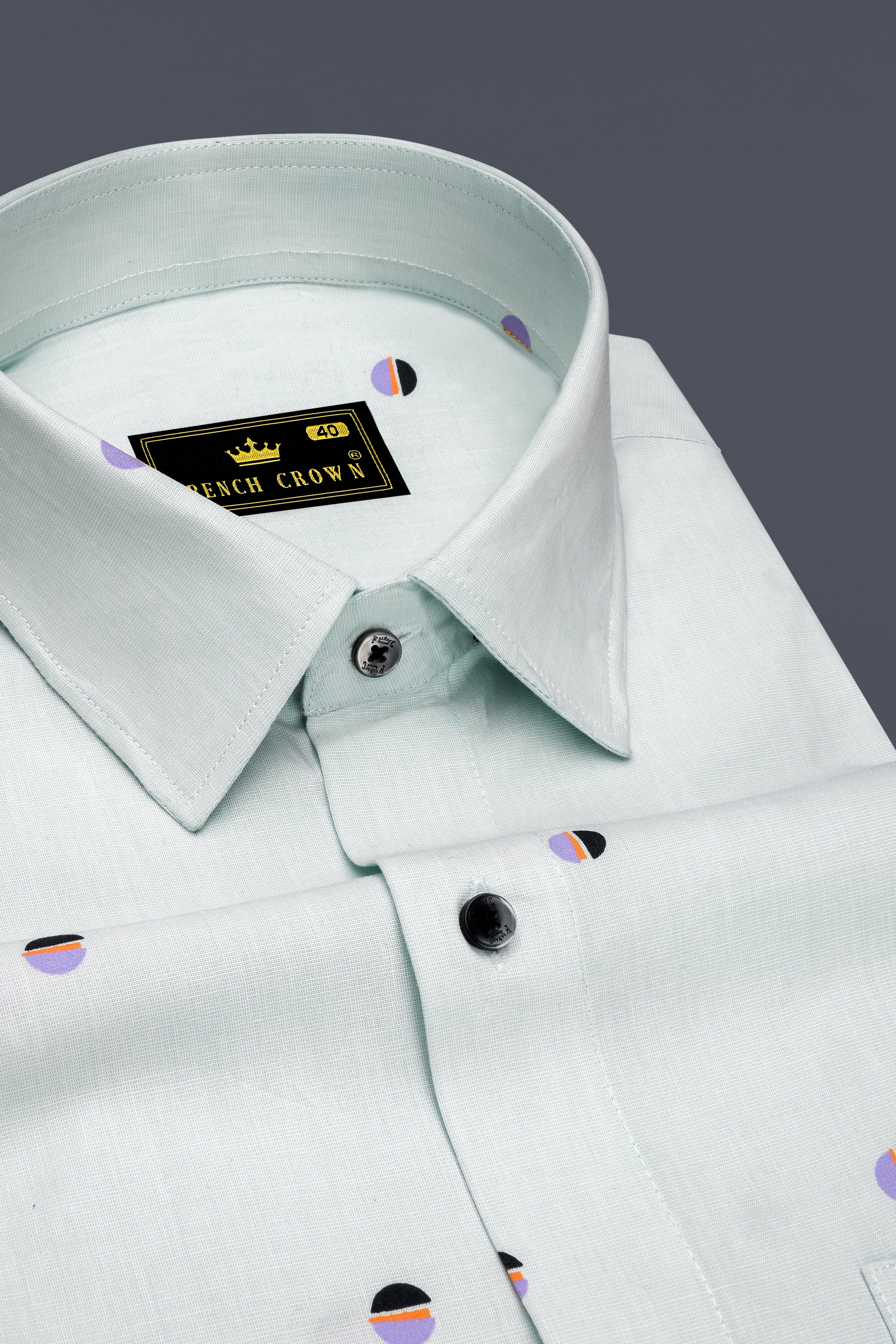 Polar Green and Amethyst Violet Circle Printed Premium Cotton Shirt