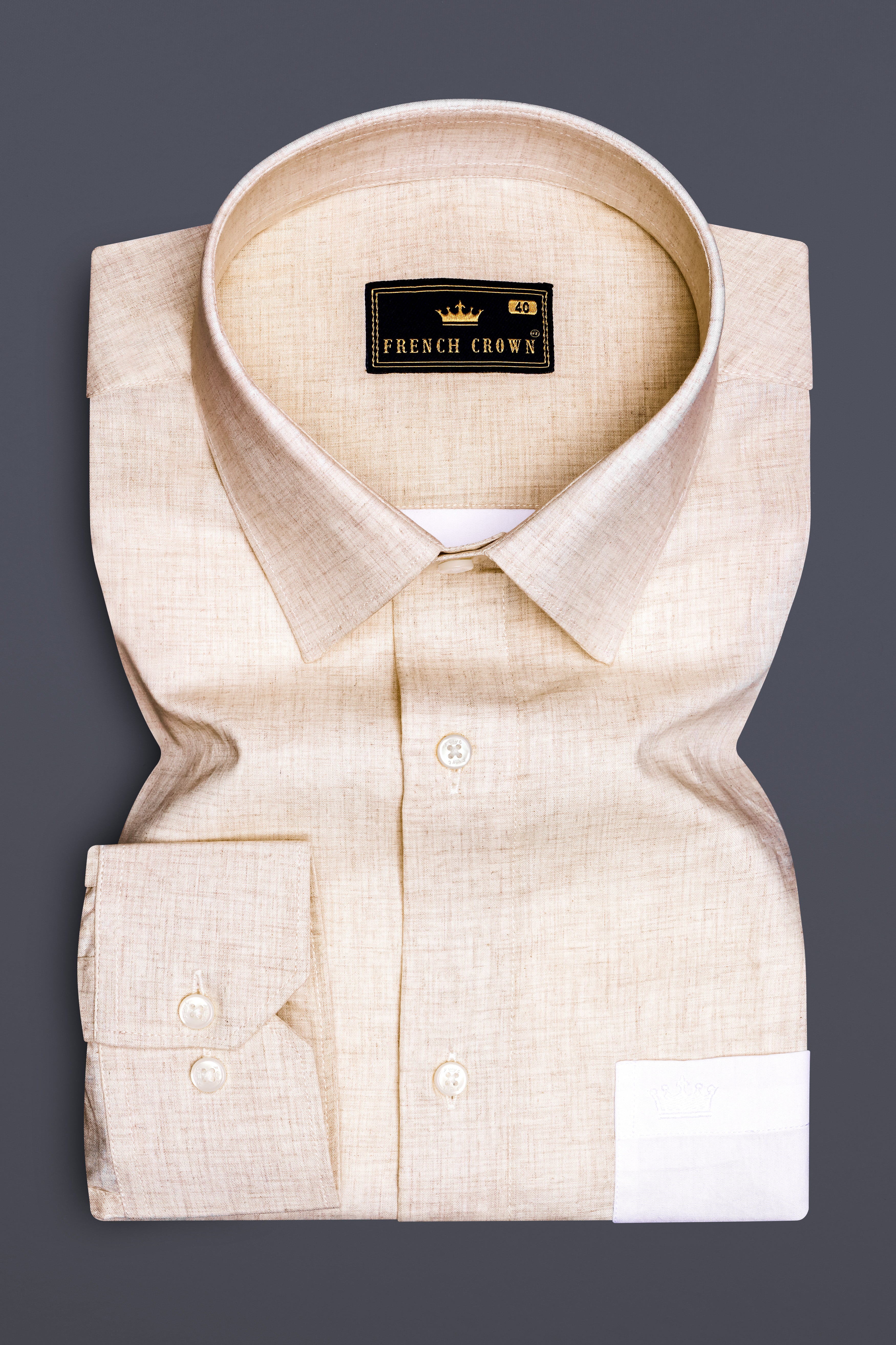 Ceramic Cream with Bright White Premium Cotton Designer Shirt