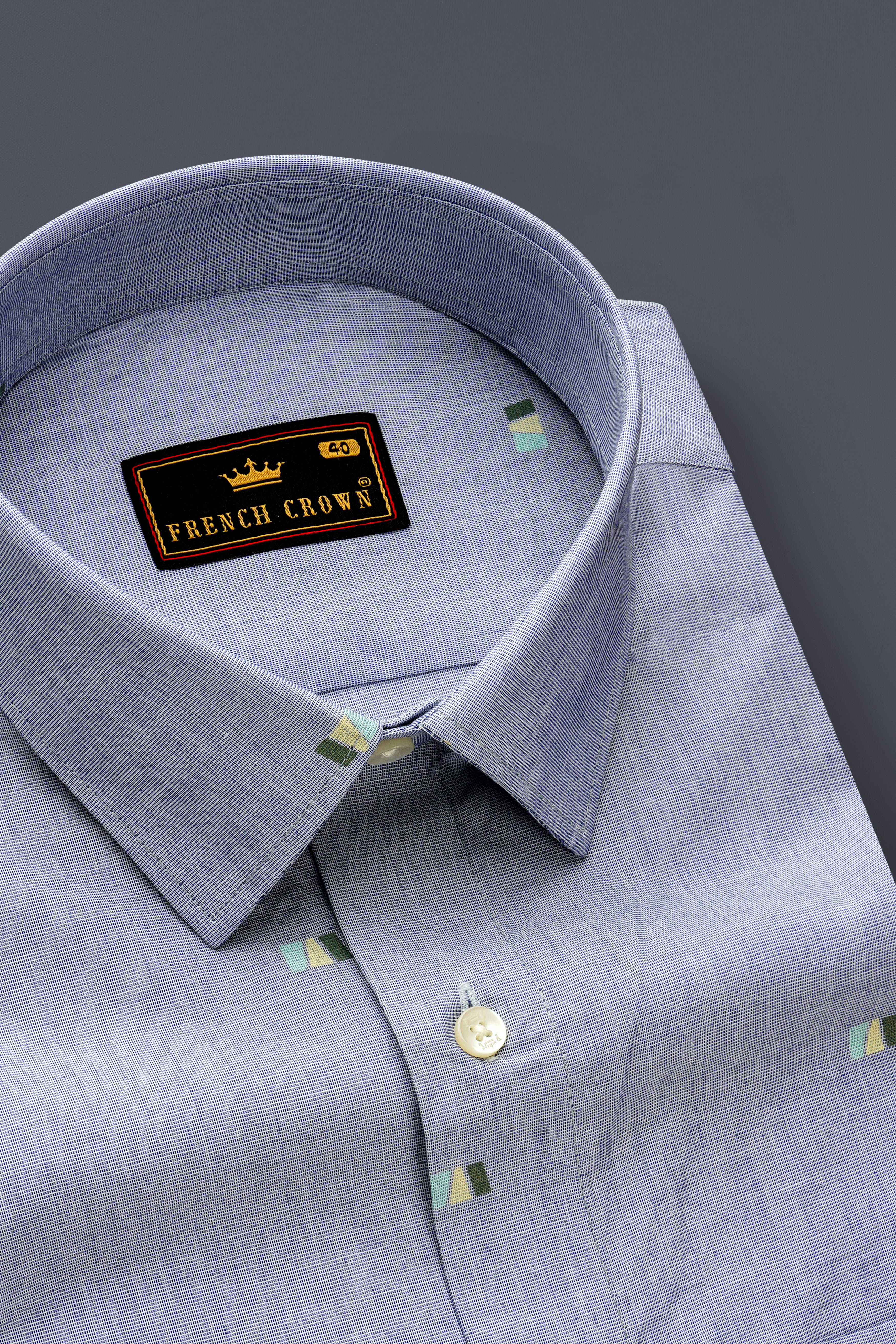 Mantle Light Green with Moonraker Blue 3D Textured Chambray Shirt