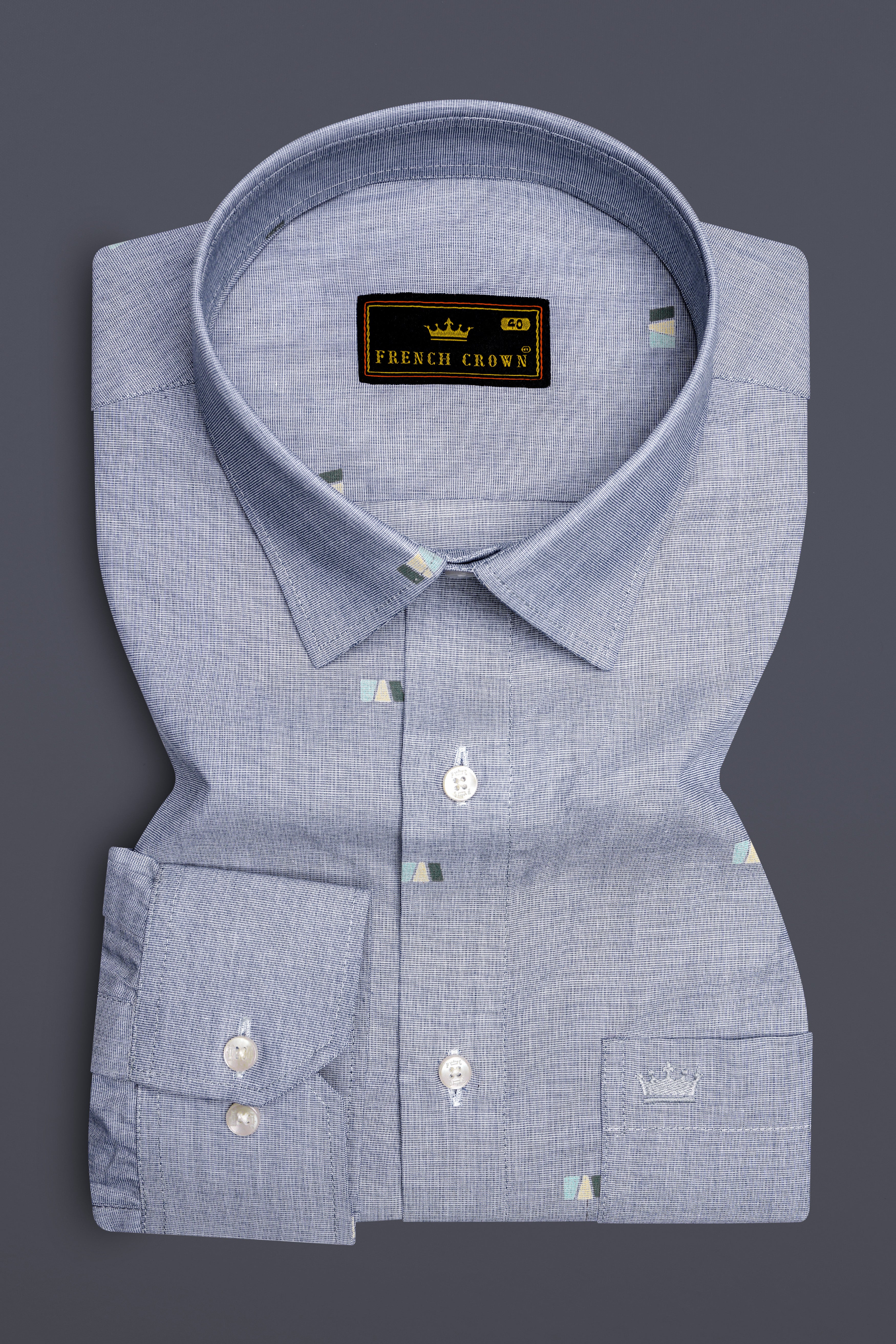 Mantle Light Green with Moonraker Blue 3D Textured Chambray Shirt