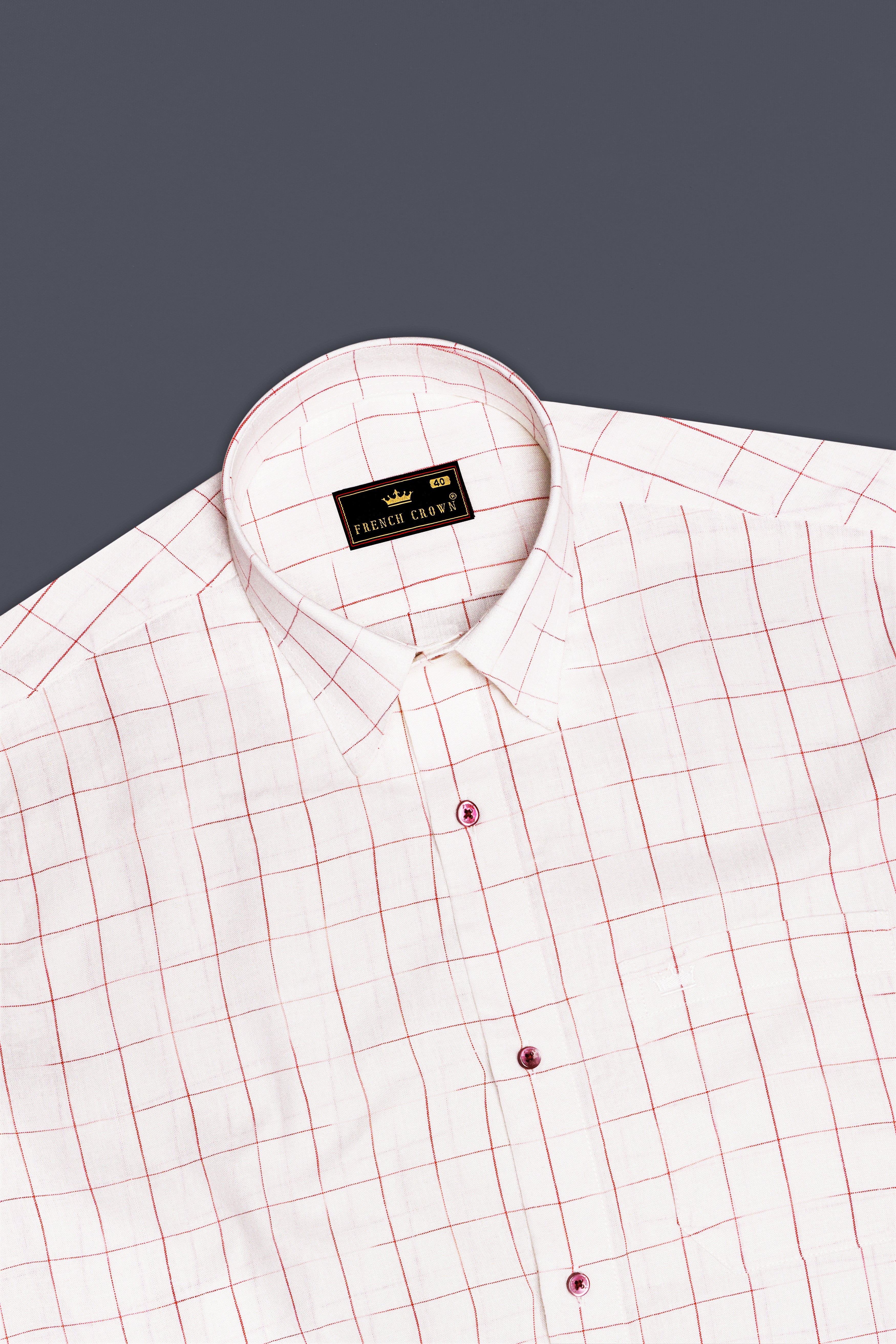 Bright White windowpane Luxurious Linen Shirt