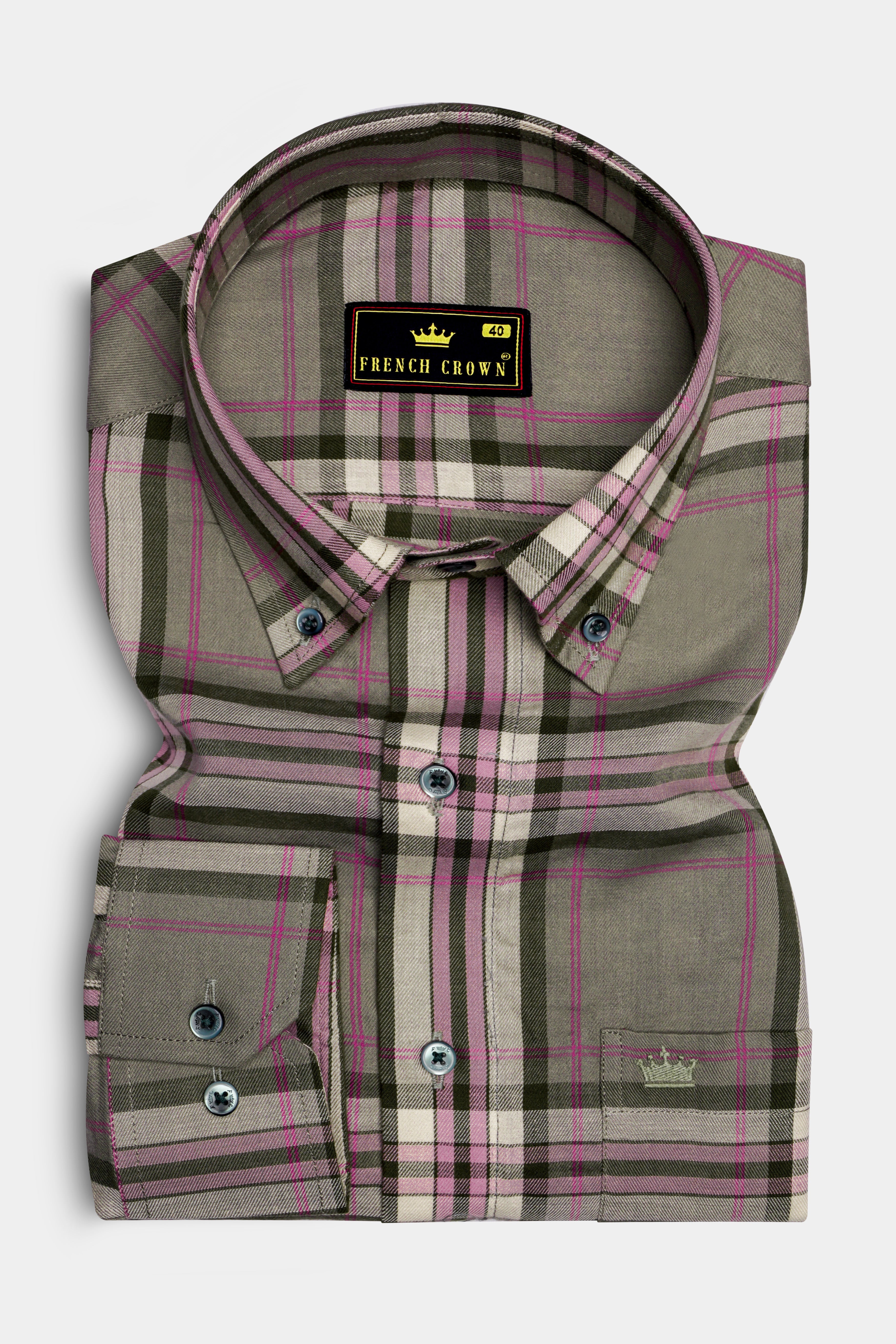 Hurricane Gray Twill Plaid Premium Cotton Shirt