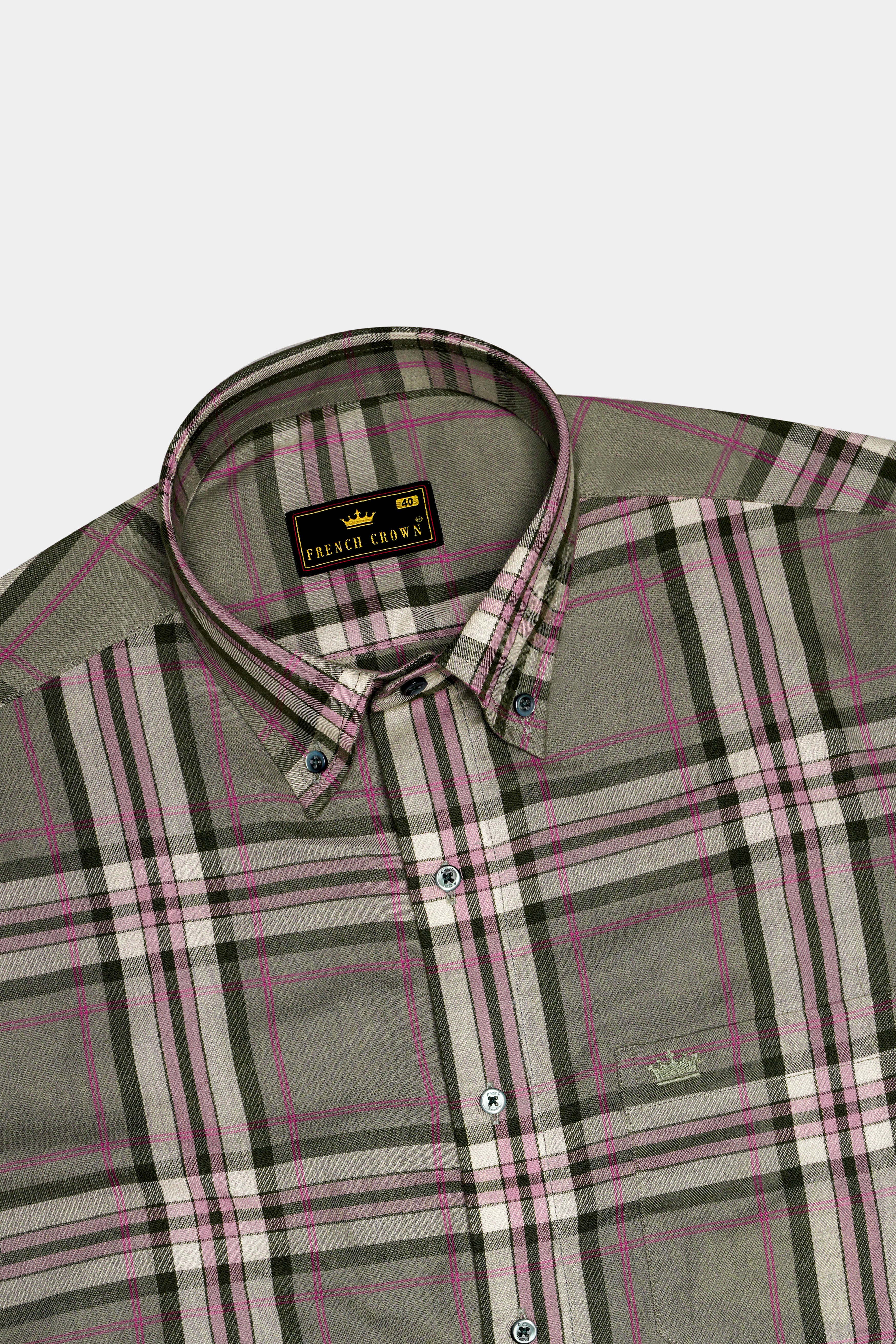 Hurricane Gray Twill Plaid Premium Cotton Shirt