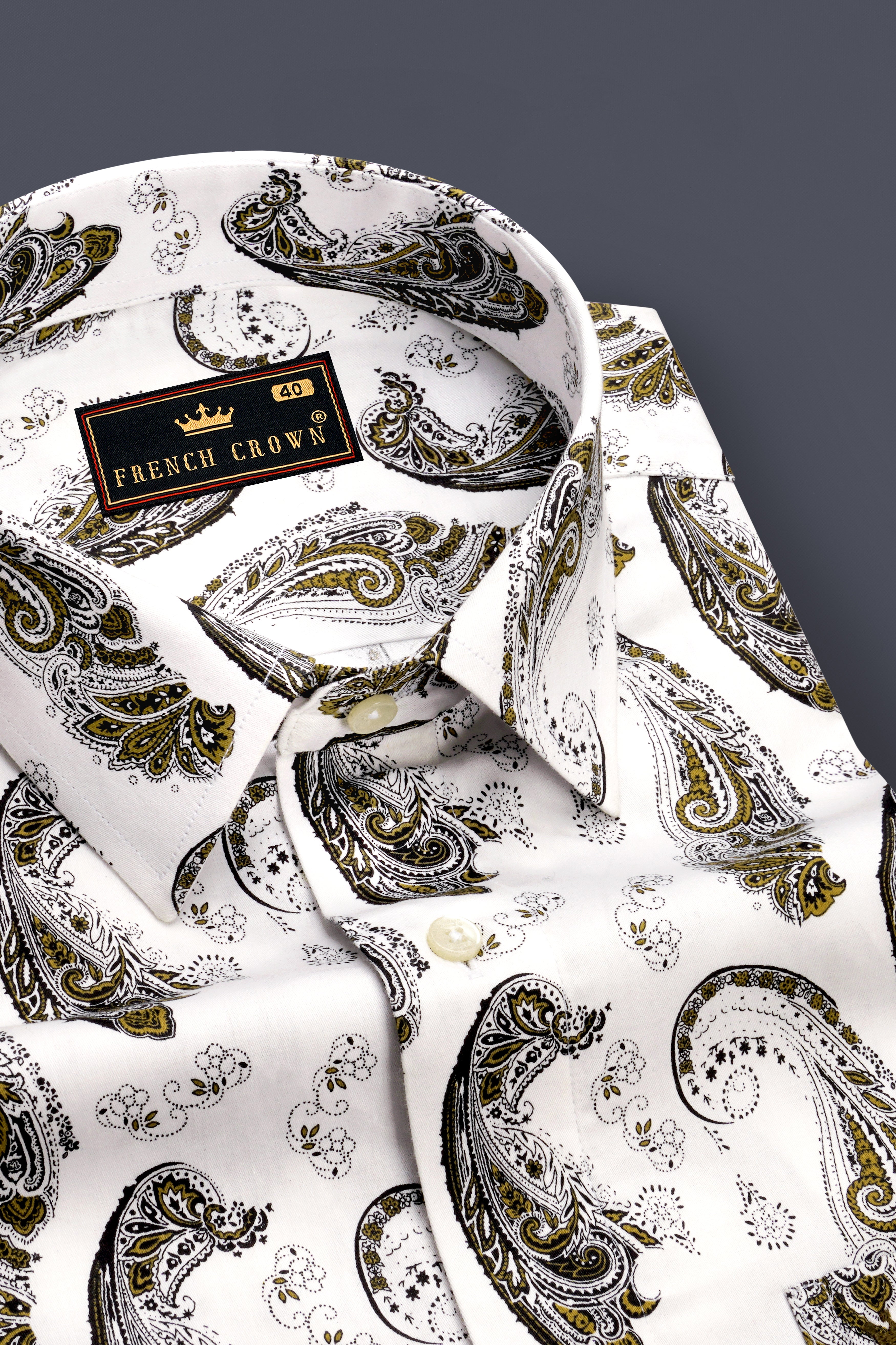 Bright White Paisley Printed Super Soft Premium Cotton Shirt