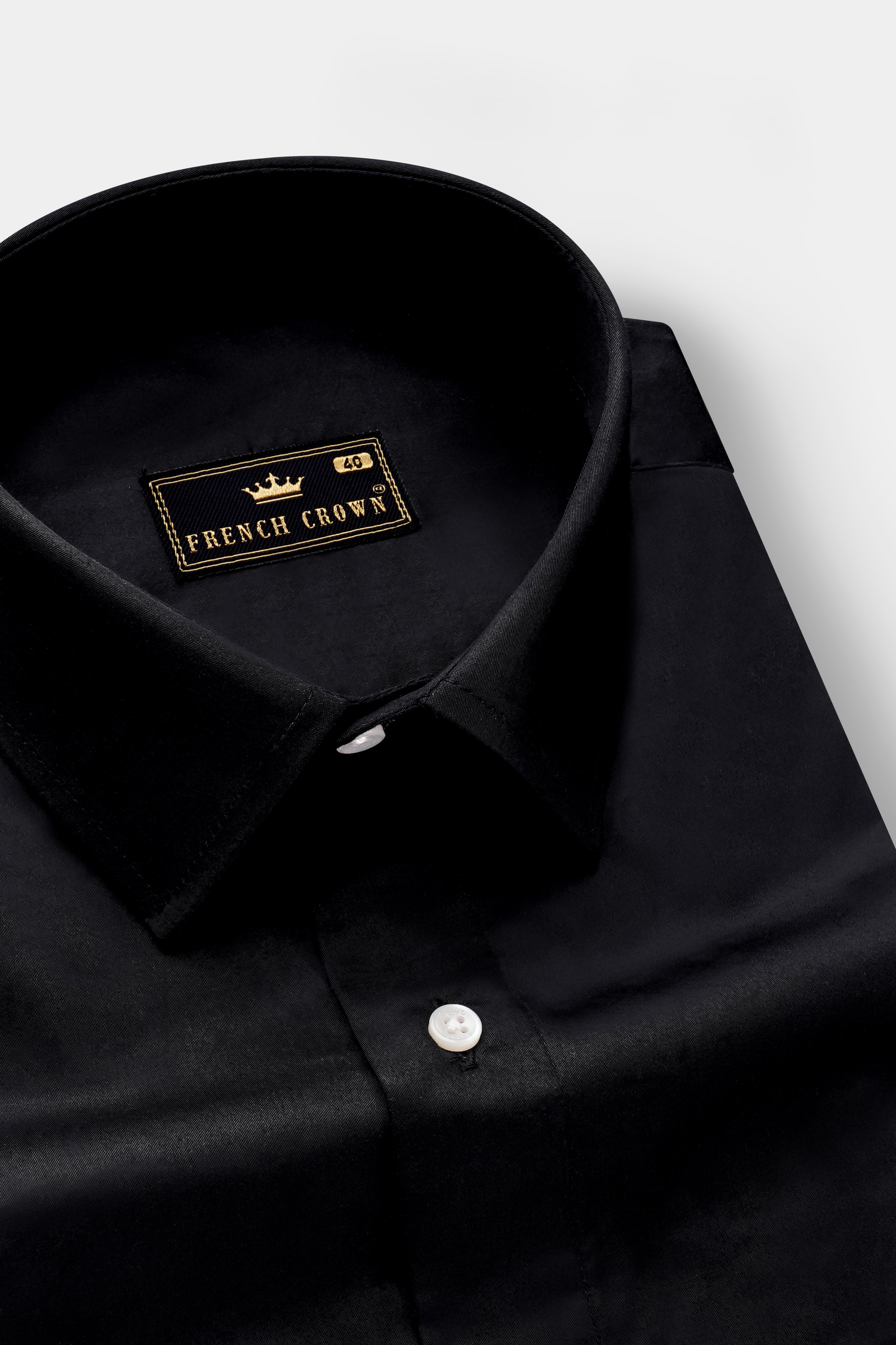 Glaucous Blue and Black Dobby Textured Premium Giza Cotton Designer Shirt