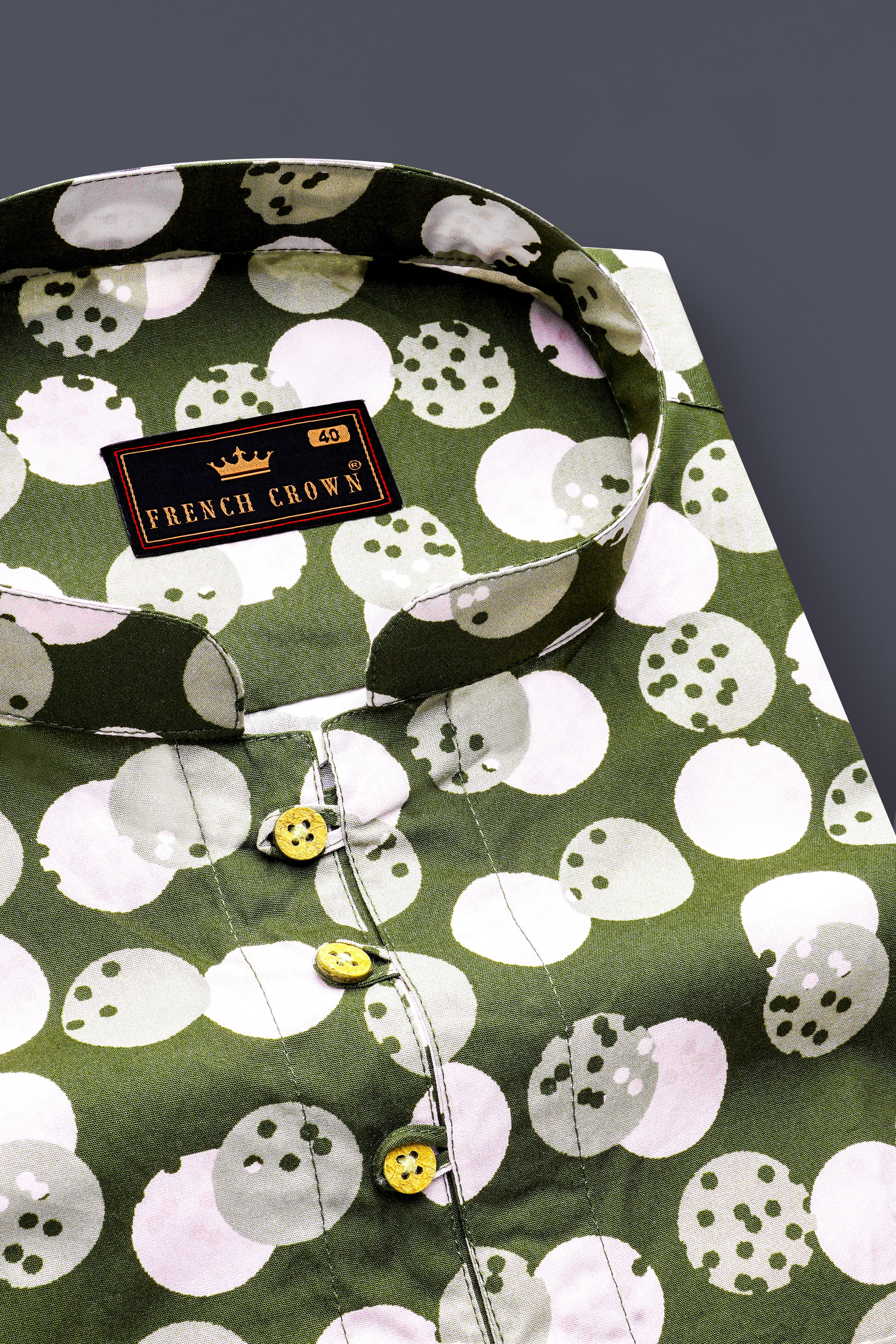 Rifle Green Polka Dots Printed Kurta Shirt