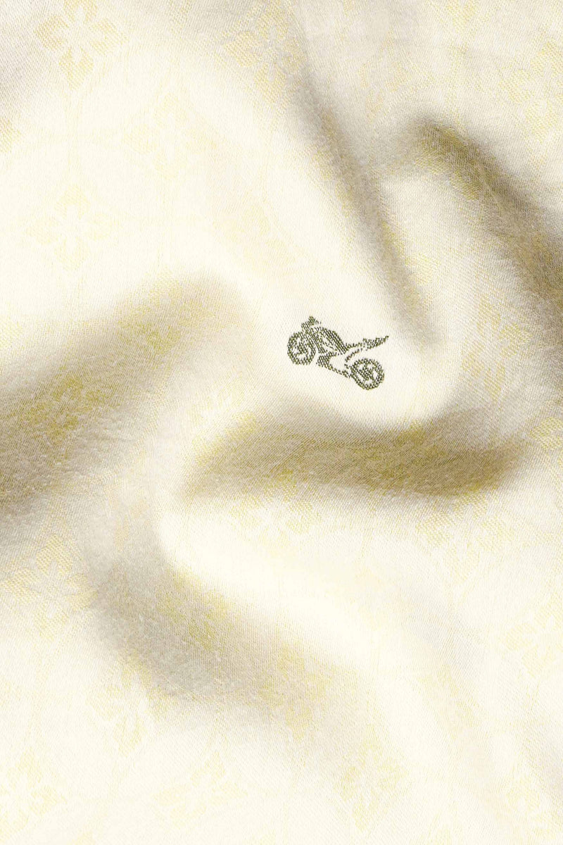 Oasis Cream and Cubs Patchwork Jacquard Textured Premium Giza Cotton Designer Shirt