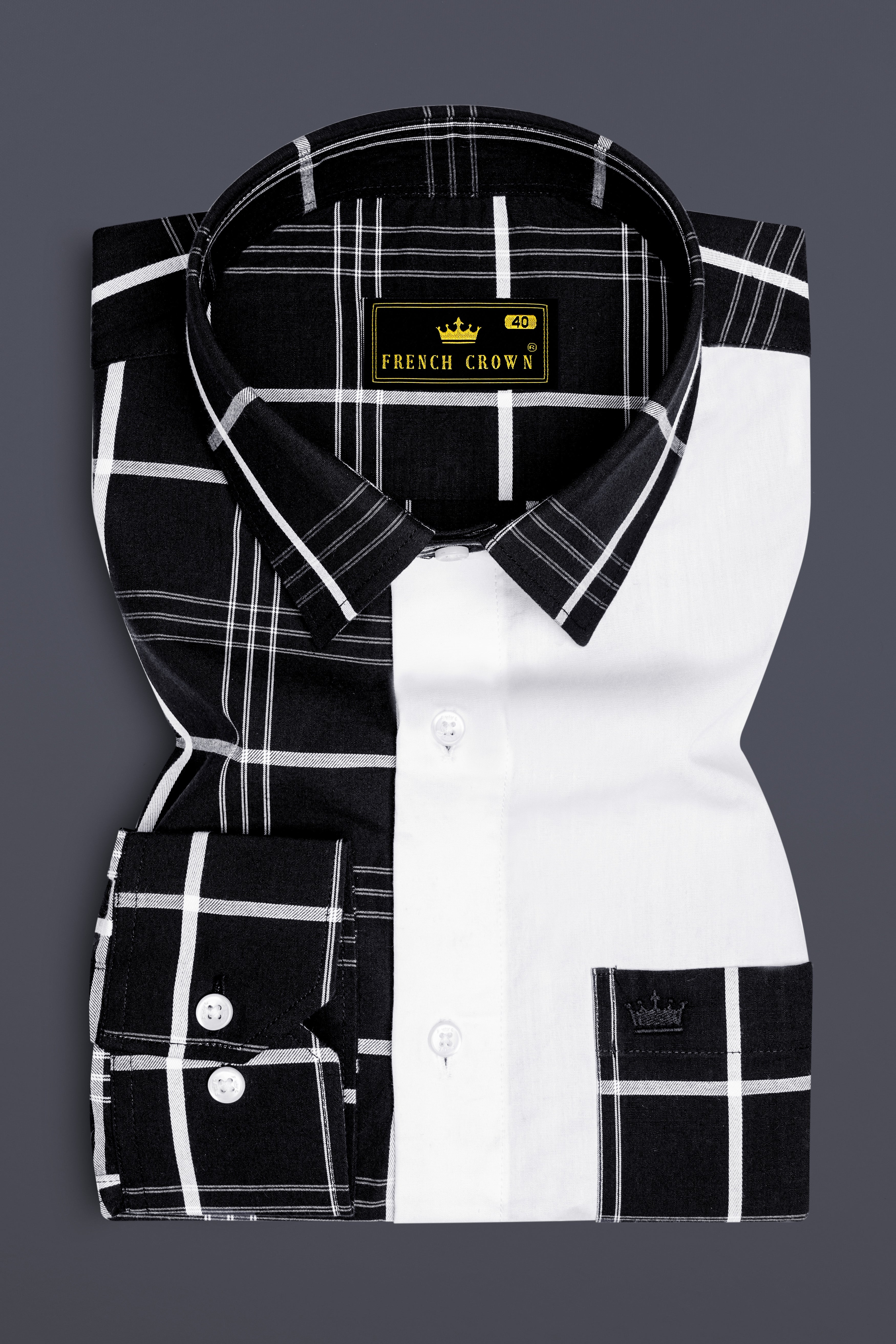 Jade Black and White Dobby Textured Premium Giza Cotton Designer Shirt