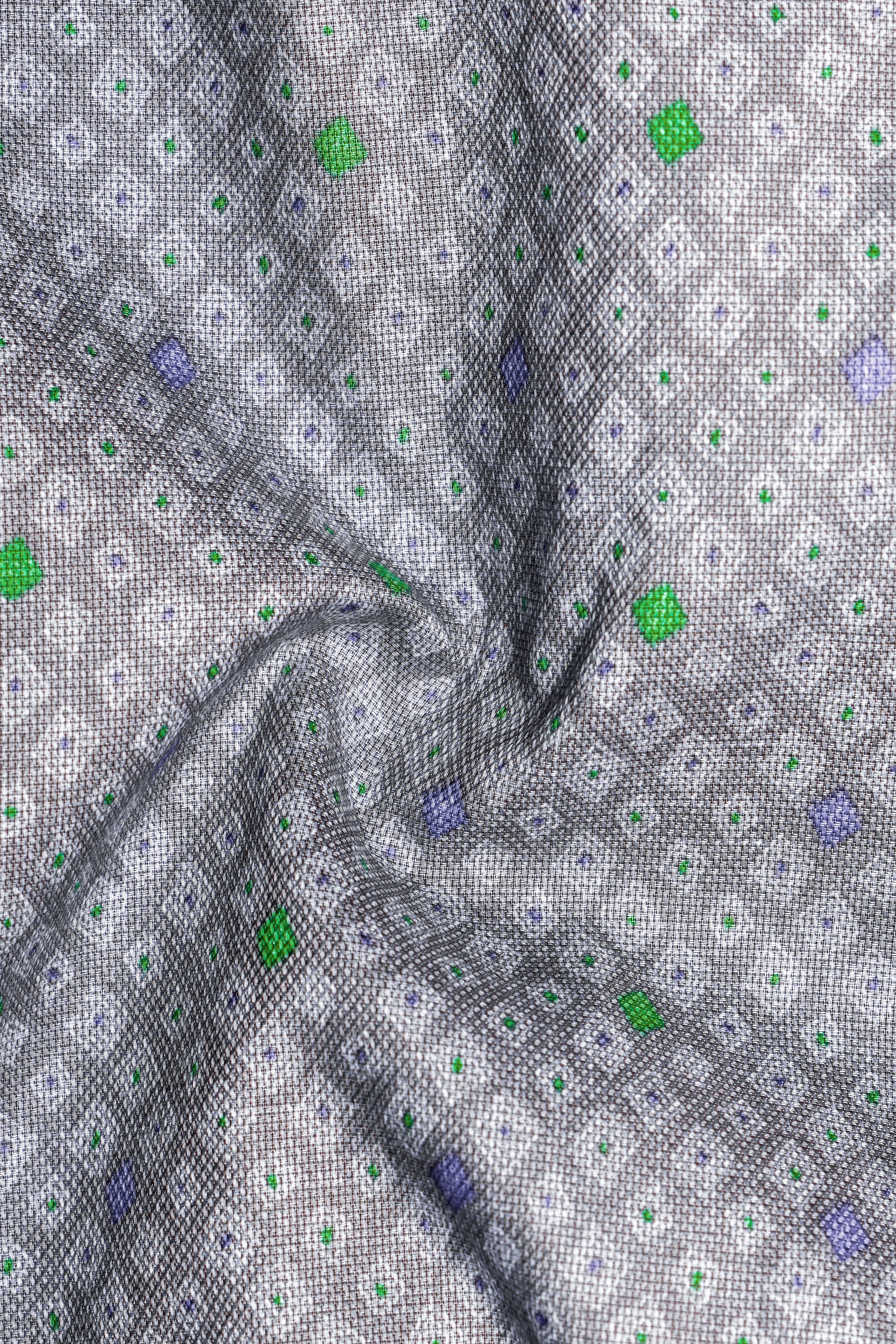 Nobel Gray and Jade Black Dobby Textured Premium Giza Cotton Designer Shirt