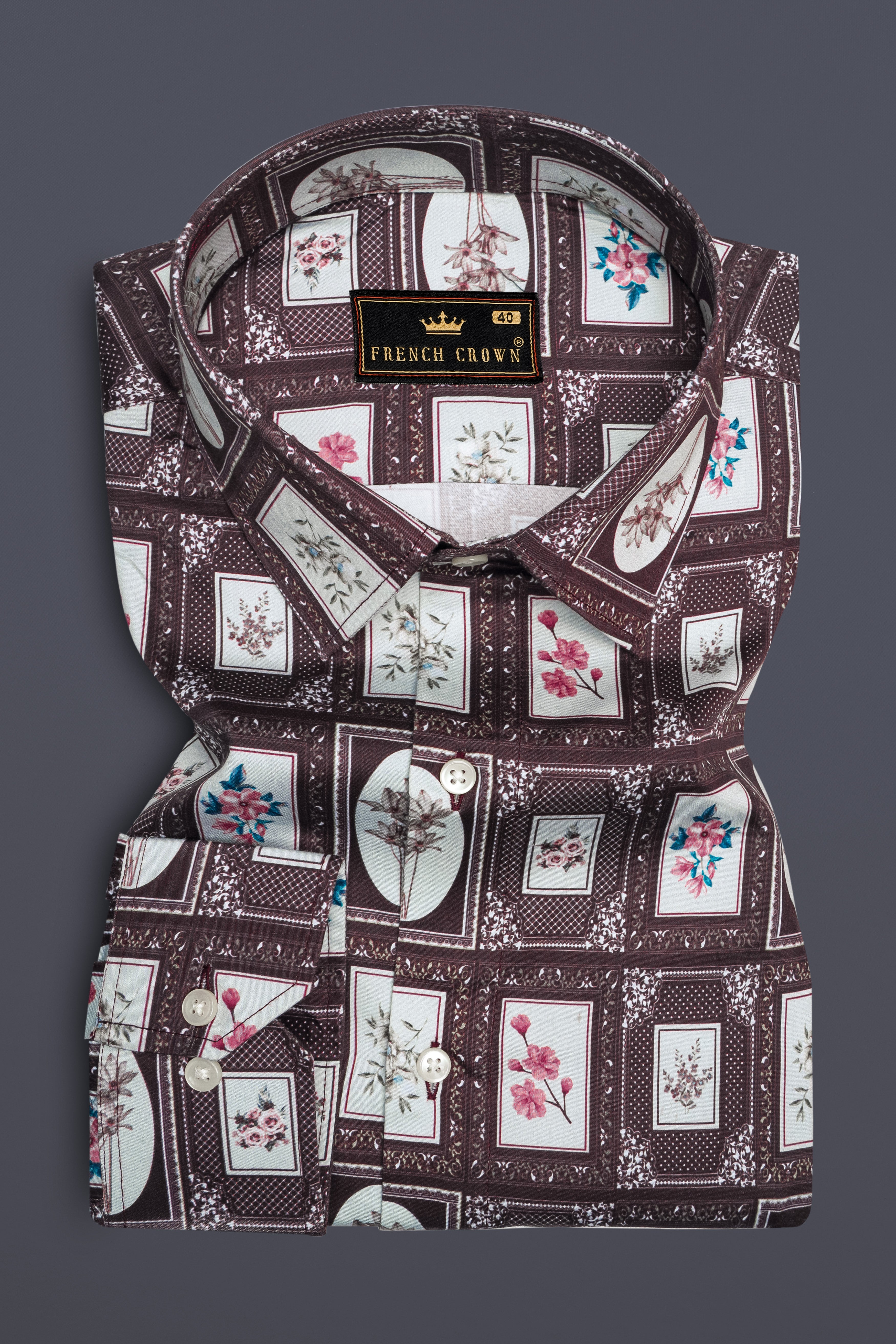 Matterhorn Brown Frame Printed Super Soft Premium Cotton Shirt