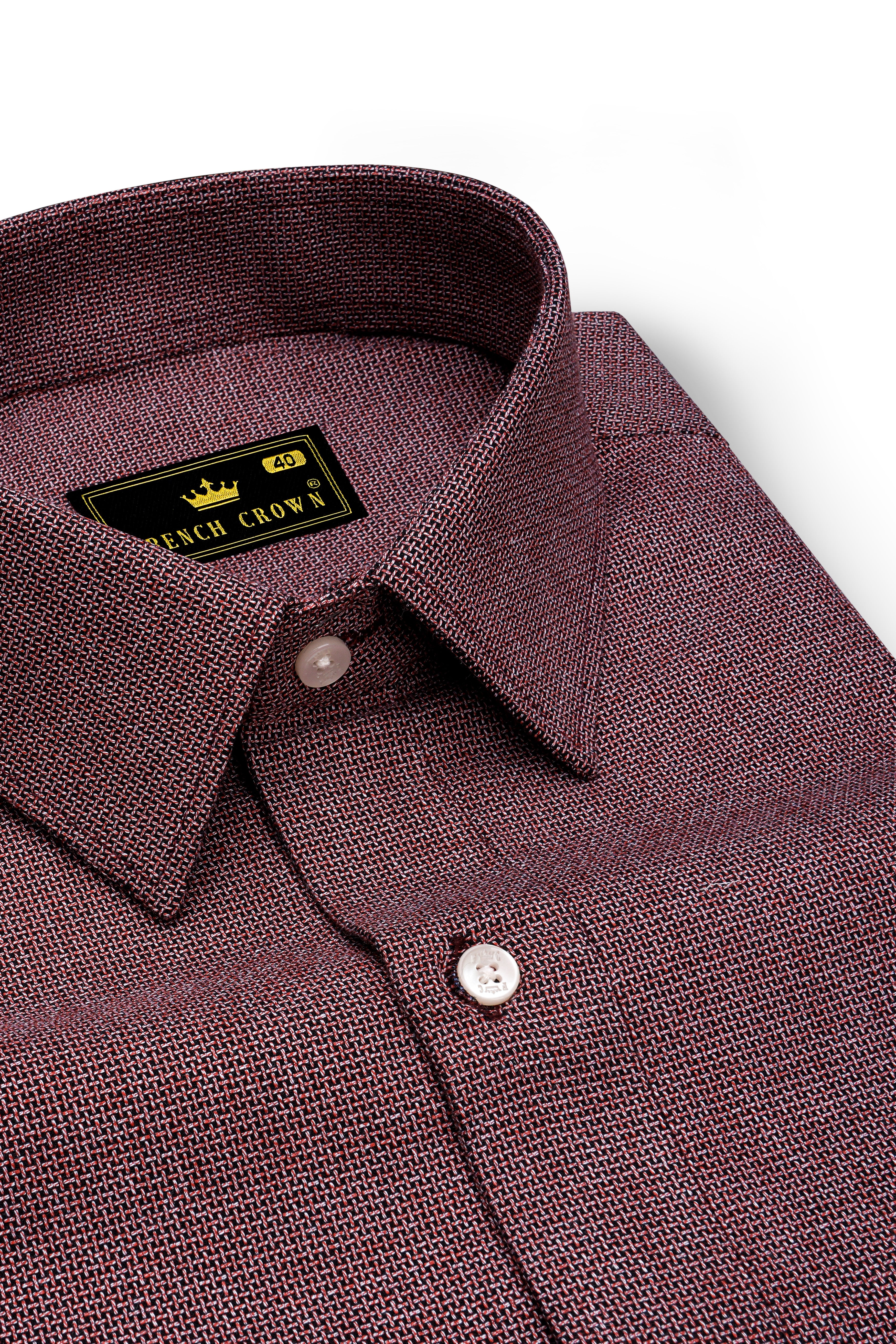 Marguerite Blue and Flamingo Brown Dobby Textured Premium Giza Cotton Designer Shirt