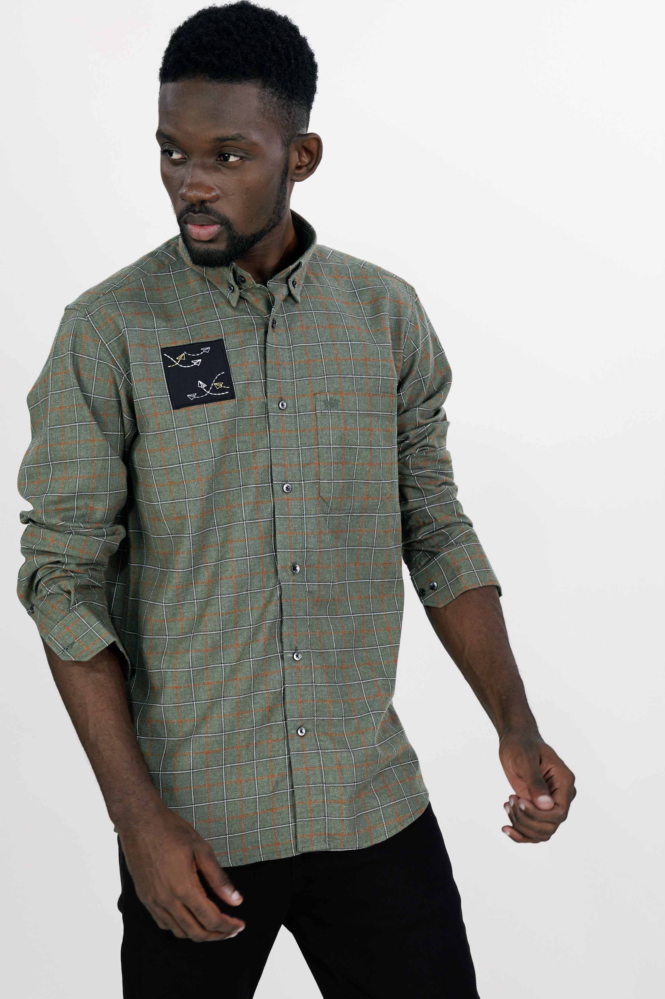 Stonewall Green and Brownish Checkered with Funky Patchwork Dobby Textured Premium Giza Cotton Designer Shirt 7840-BD-BLK-E164-38, 7840-BD-BLK-E164-H-38, 7840-BD-BLK-E164-39, 7840-BD-BLK-E164-H-39, 7840-BD-BLK-E164-40, 7840-BD-BLK-E164-H-40, 7840-BD-BLK-E164-42, 7840-BD-BLK-E164-H-42, 7840-BD-BLK-E164-44, 7840-BD-BLK-E164-H-44, 7840-BD-BLK-E164-46, 7840-BD-BLK-E164-H-46, 7840-BD-BLK-E164-48, 7840-BD-BLK-E164-H-48, 7840-BD-BLK-E164-50, 7840-BD-BLK-E164-H-50, 7840-BD-BLK-E164-52, 7840-BD-BLK-E164-H-52