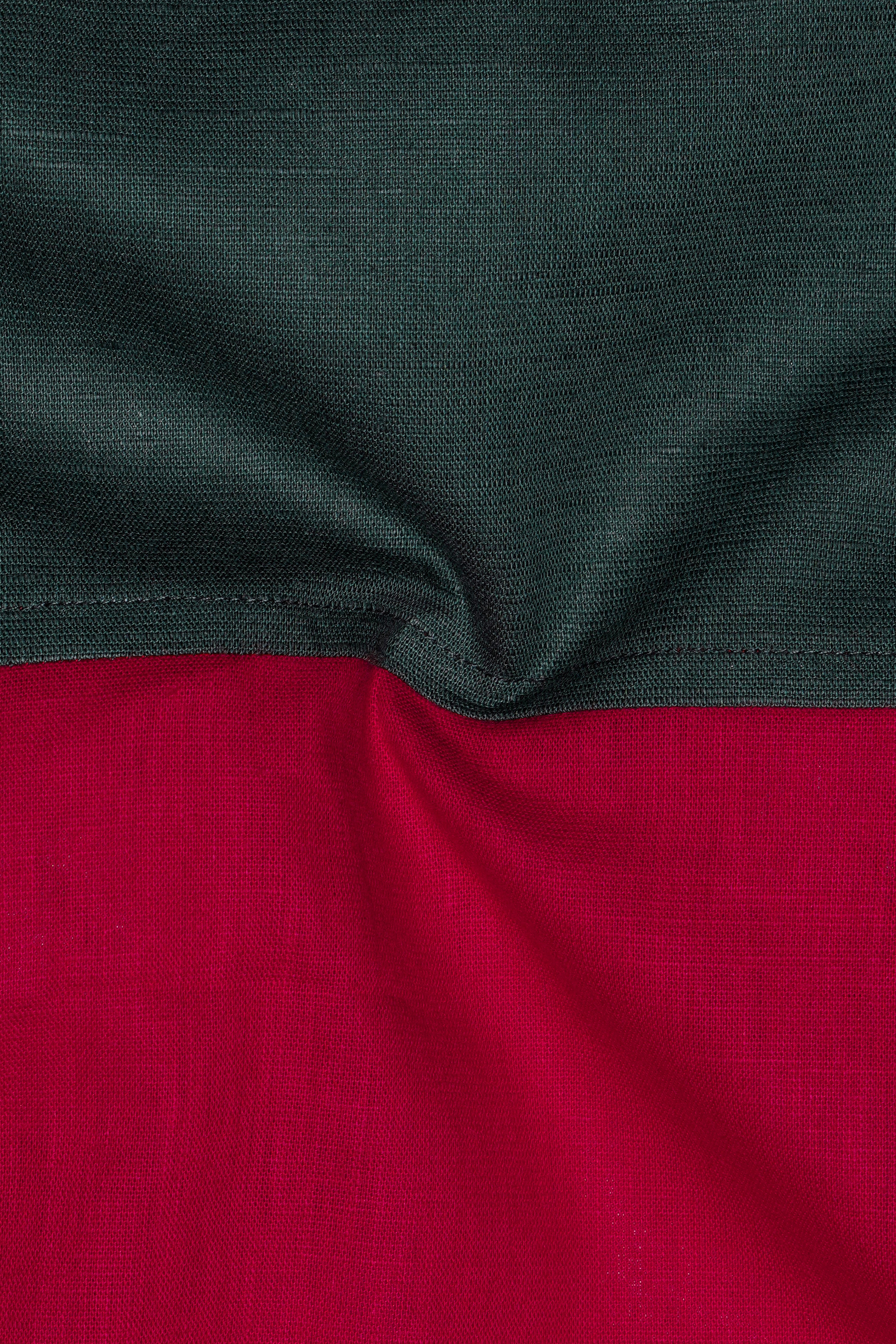 Everglade Green and Cardinal Red Luxurious Linen Designer Shirt