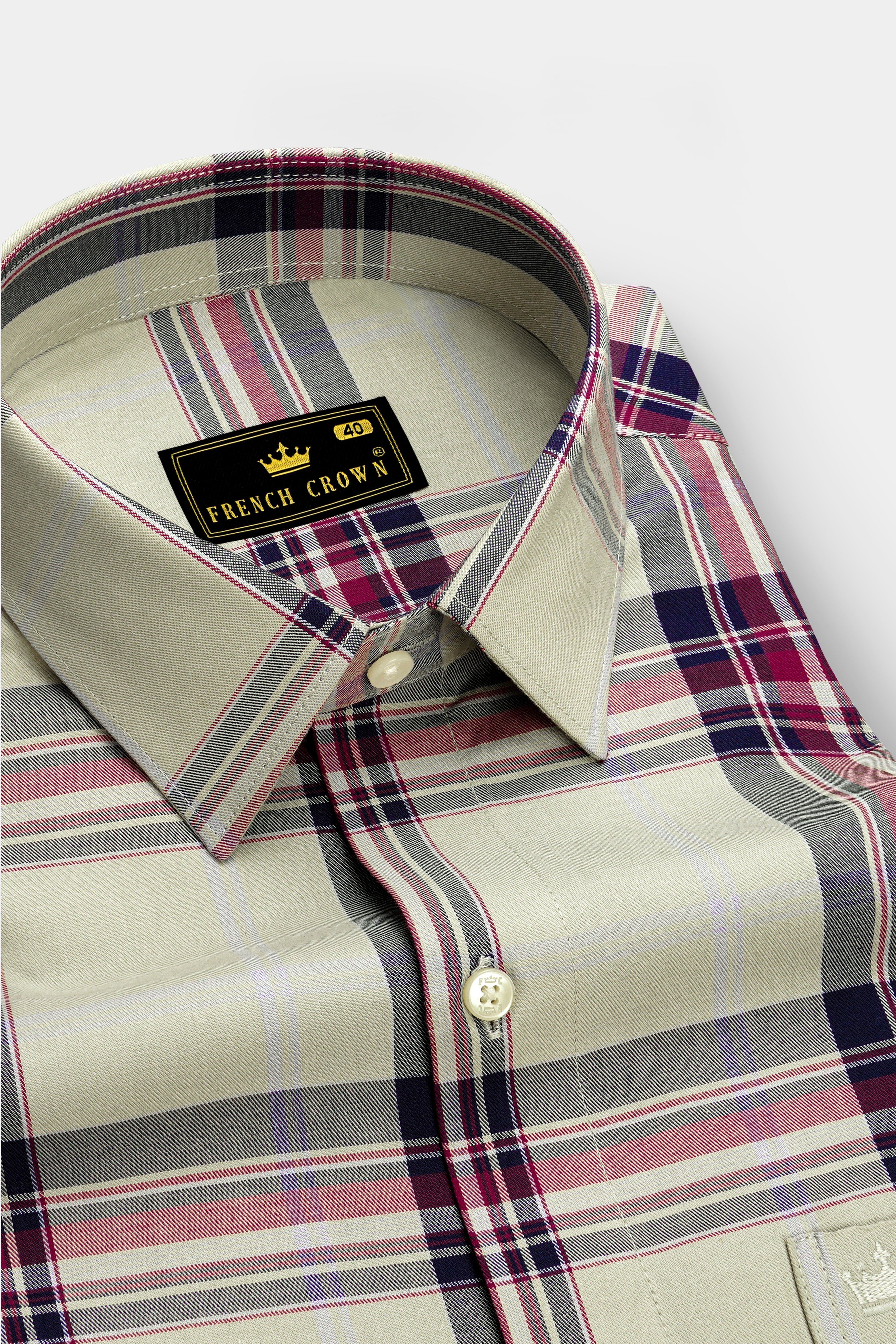 Ash Green Plaid Twill Premium Cotton Shirt
