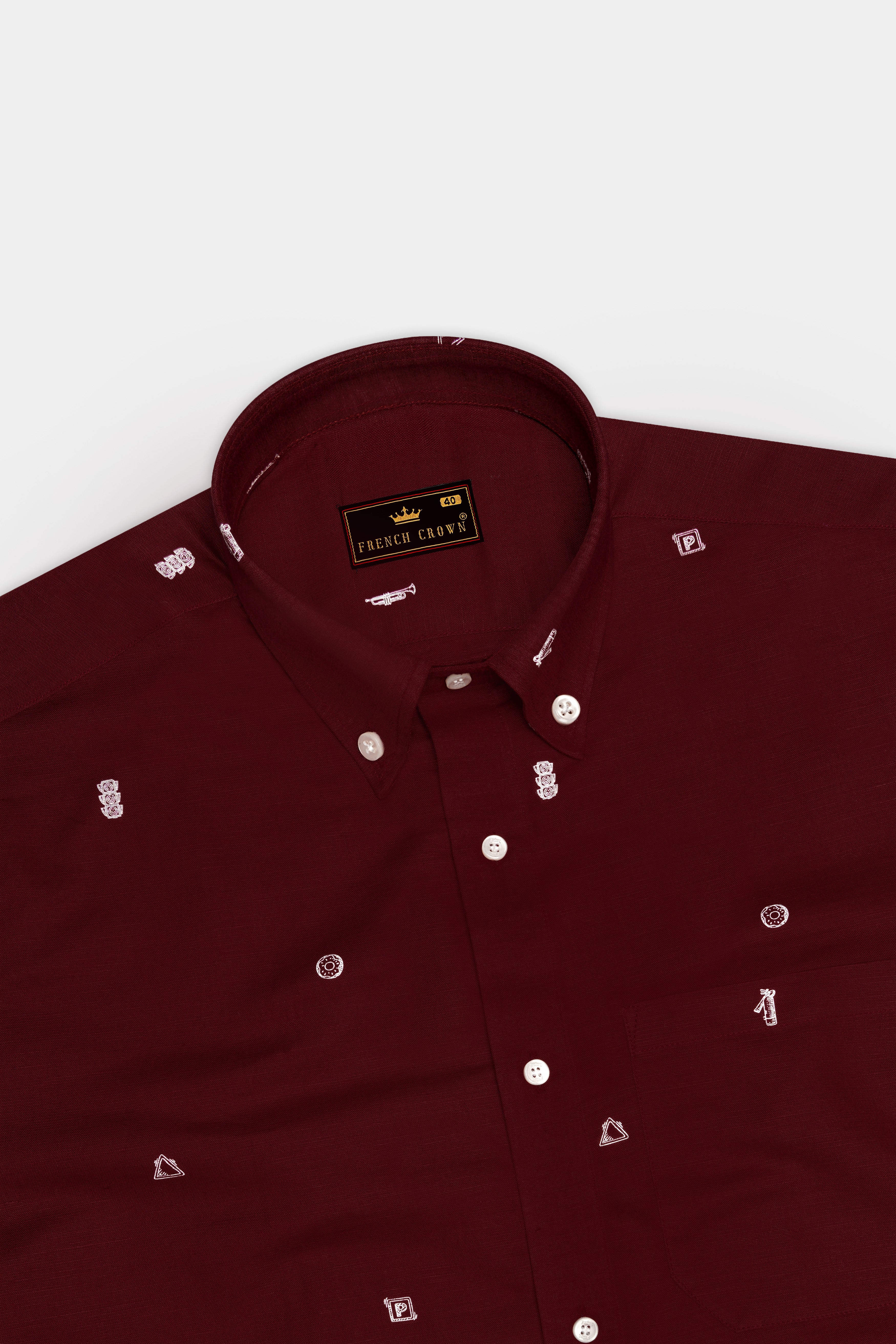 Espresso Red Printed Luxurious Linen Shirt