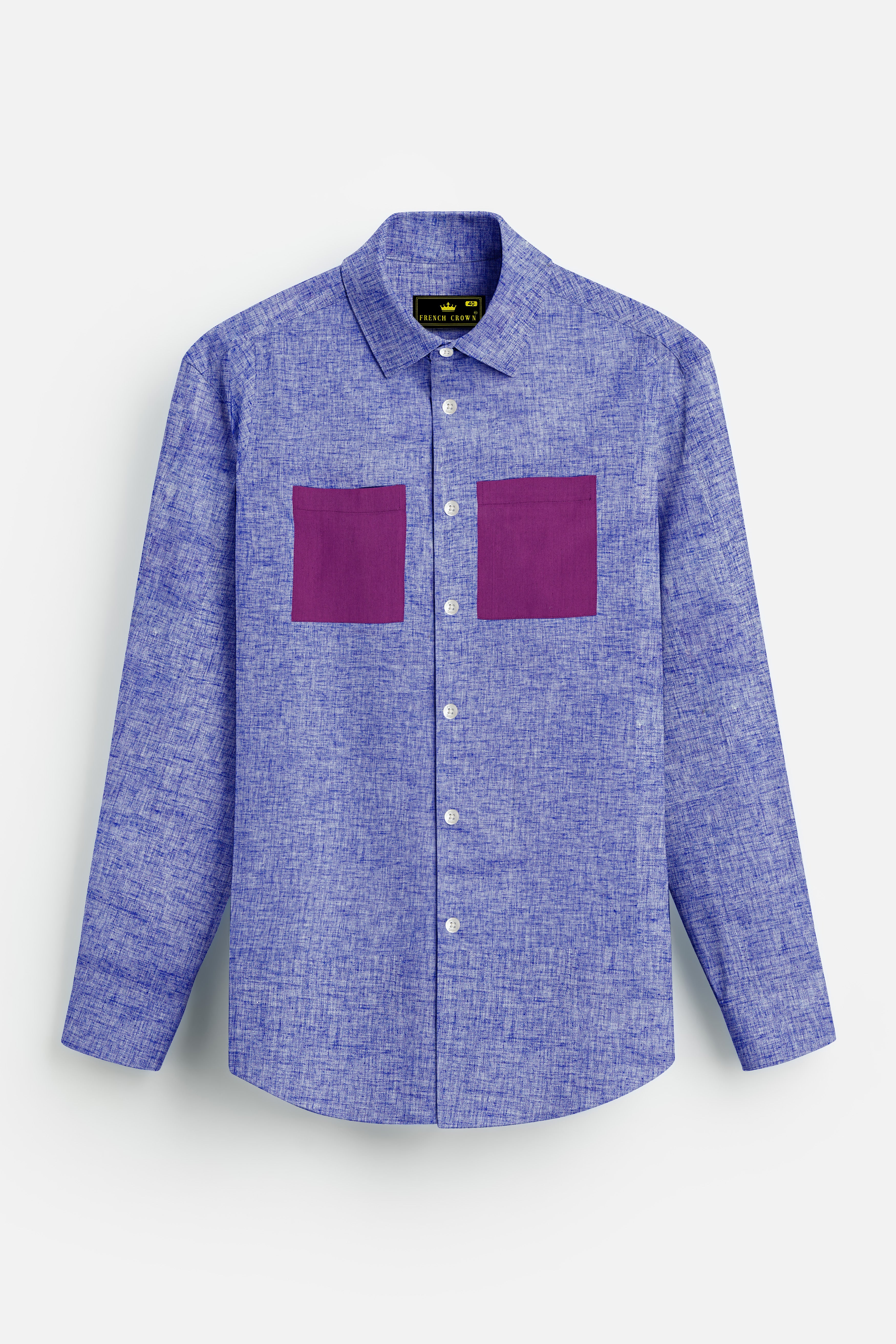 Chetwode Blue With Purple Two Side Pocket Chambray Premium Cotton Designer Shirt
