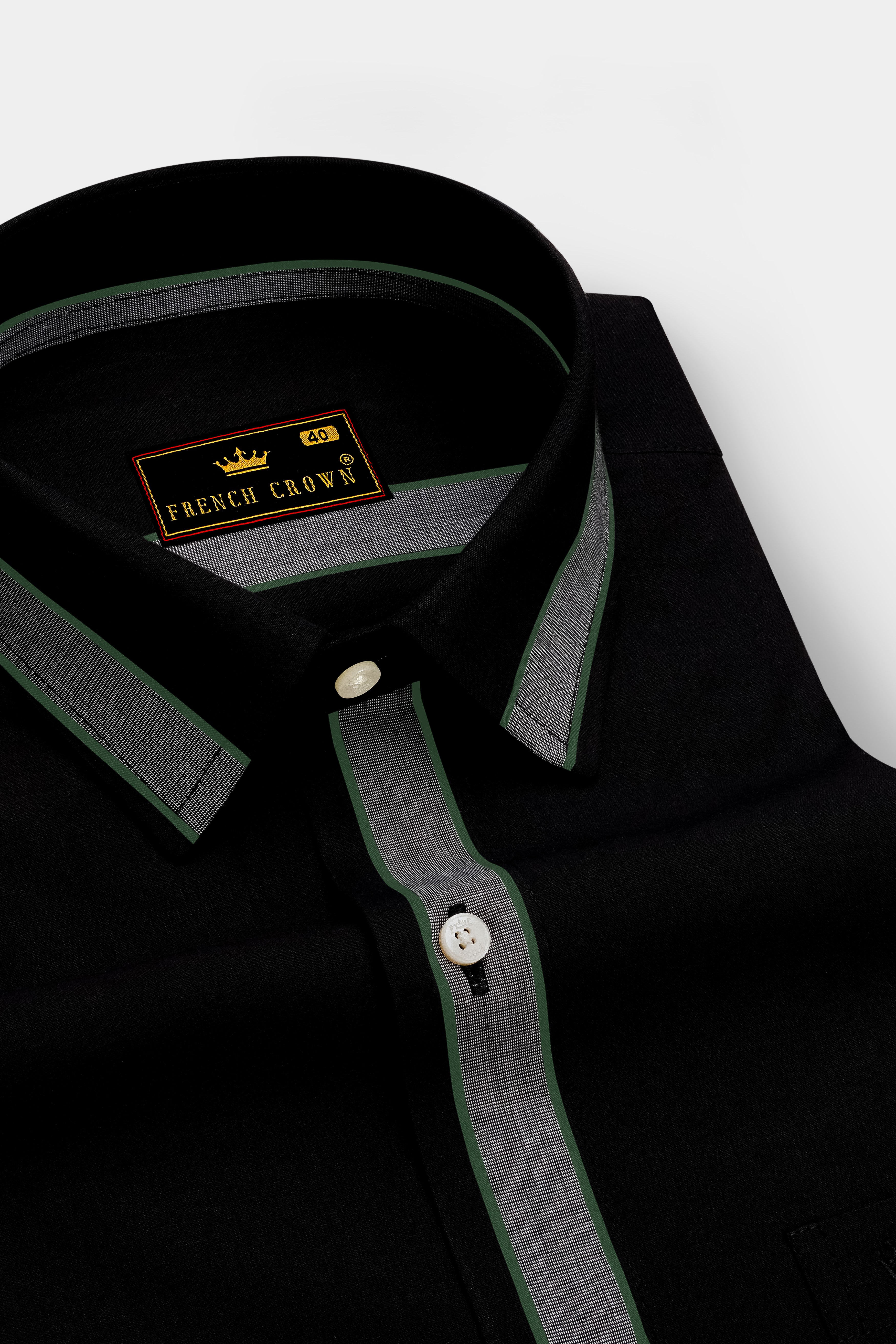 Jade Black With Gray Striped Premium Cotton Shirt