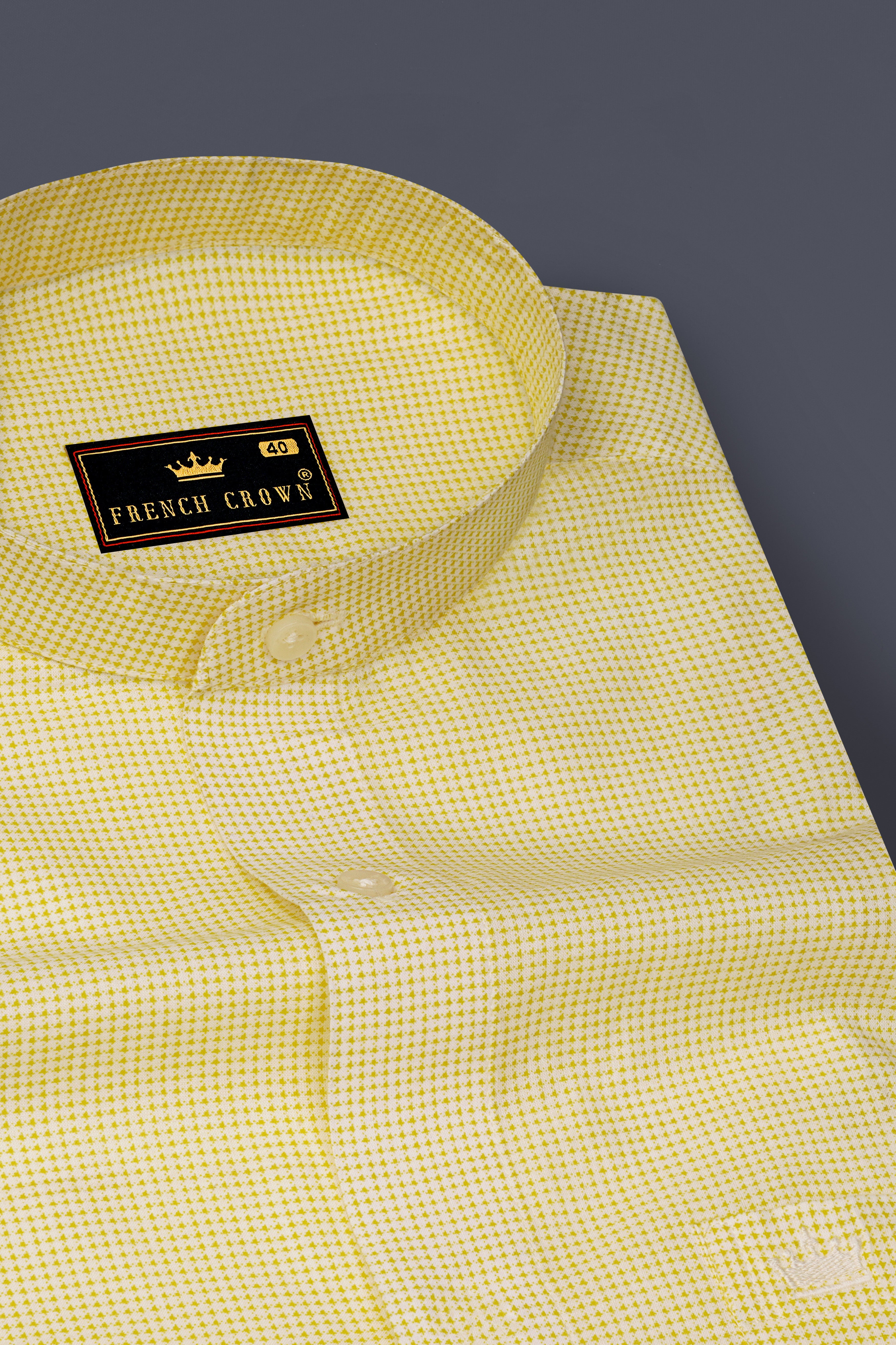 Dandelion Yellow and Bright White Mini Checkered Premium Cotton Shirt