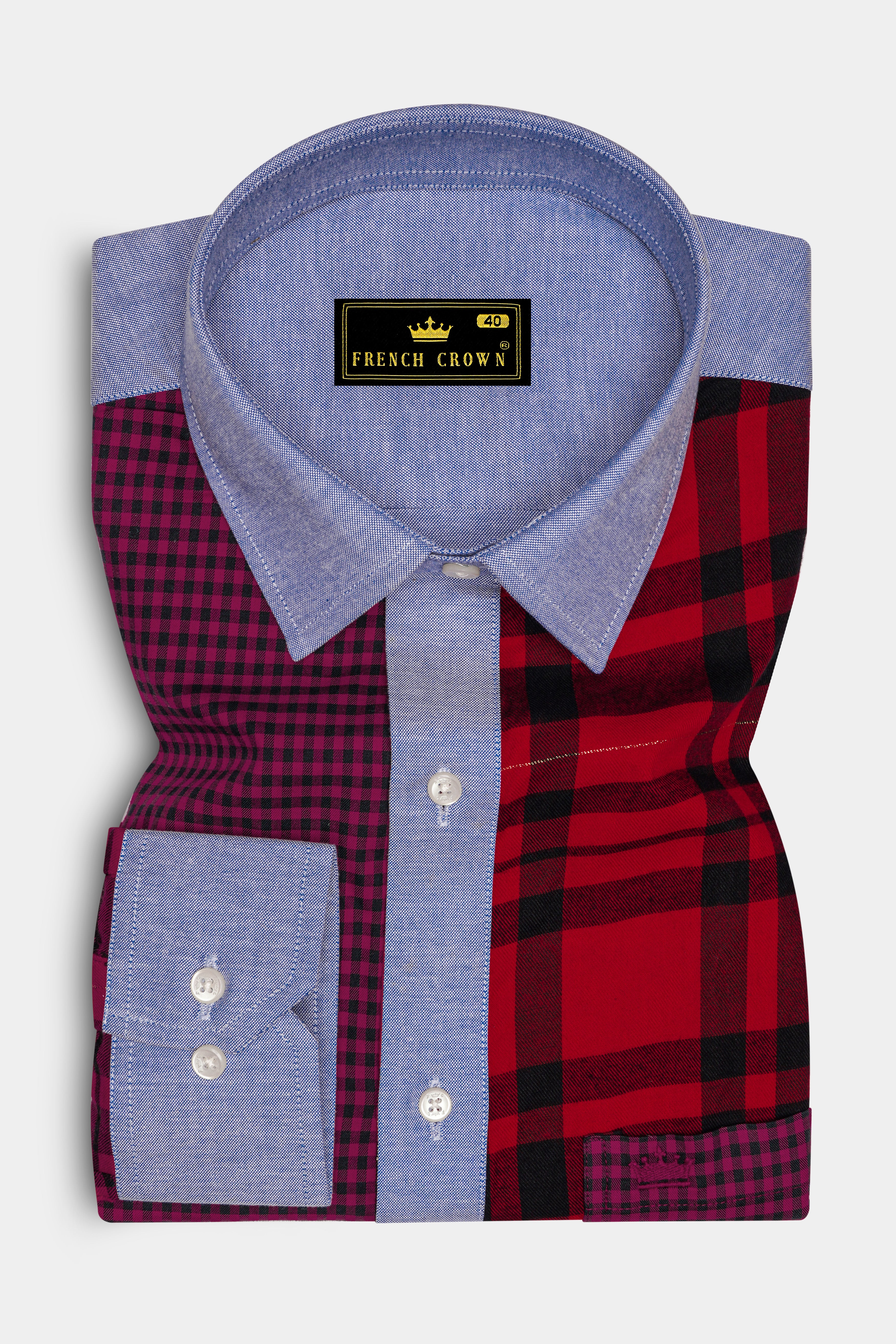 Vivid Red Twill Checkered Premium Cotton Designer Shirt