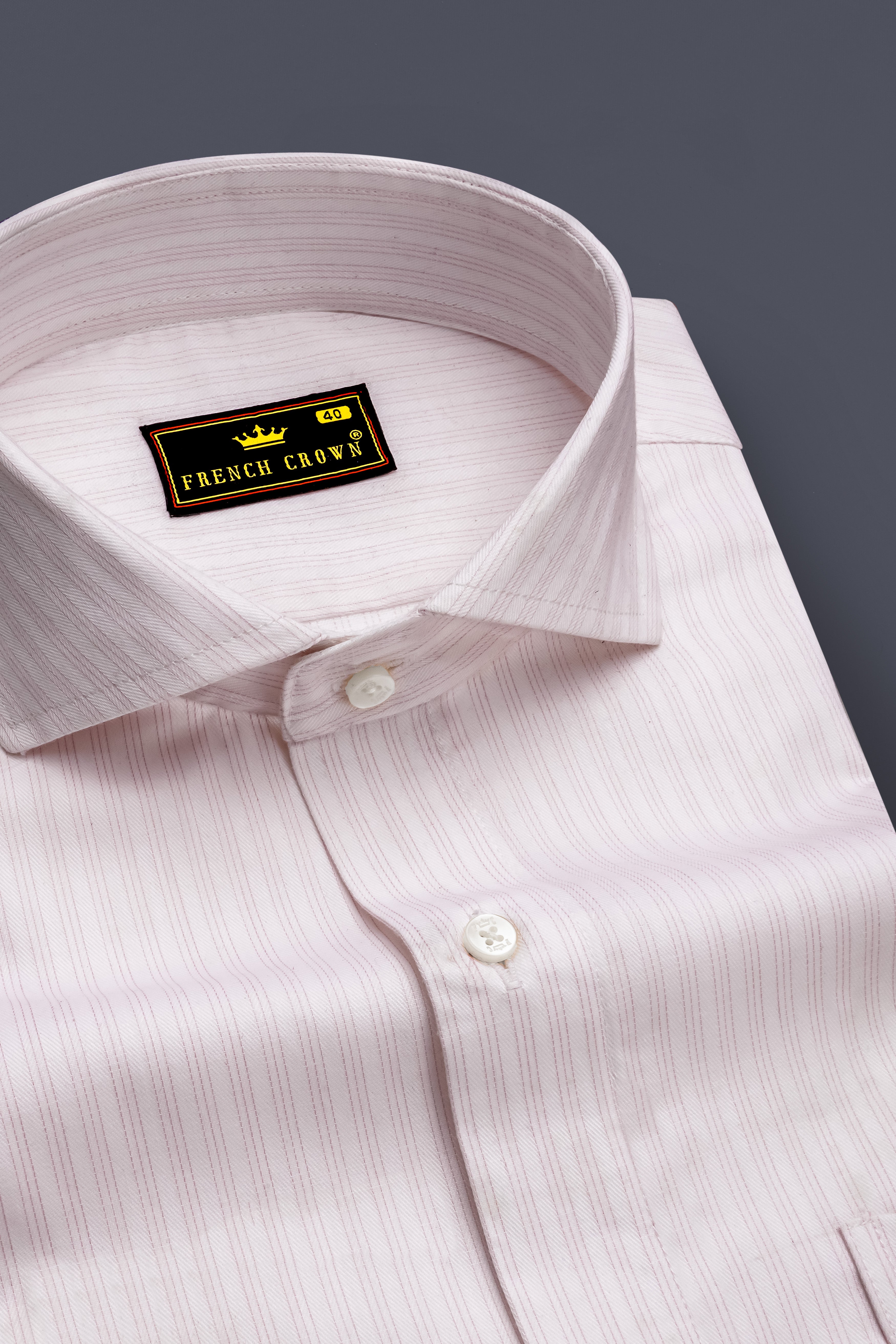 Bright White and Maverick Pink Twill Pinstriped Premium Cotton Shirt