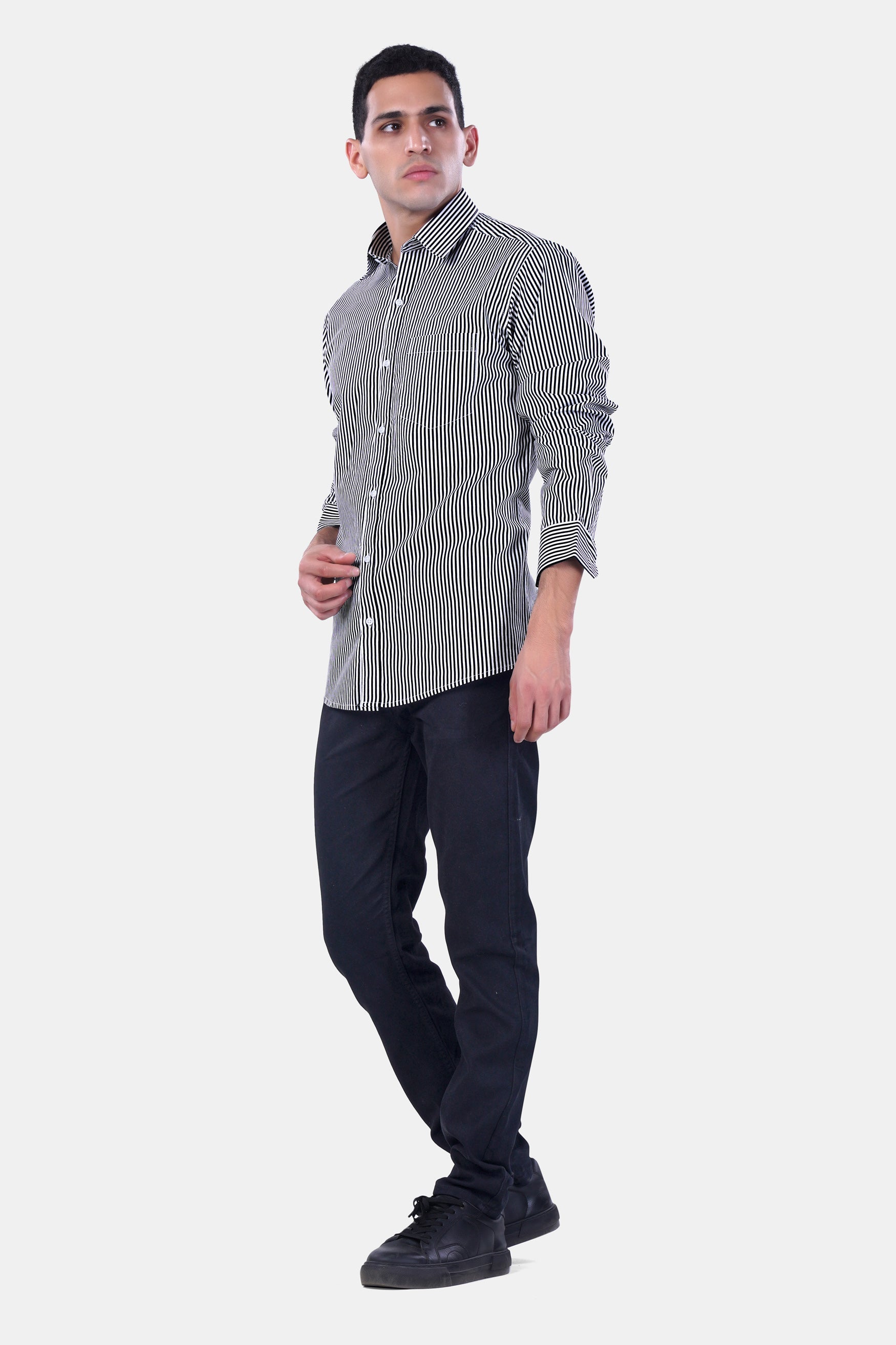 7swords-Bright White and Black Striped Premium Cotton Shirt 7S-101-38, 7S-101-H-38, 7S-101-39, 7S-101-H-39, 7S-101-40, 7S-101-H-40, 7S-101-42, 7S-101-H-42, 7S-101-44, 7S-101-H-44, 7S-101-46, 7S-101-H-46, 7S-101-48, 7S-101-H-48, 7S-101-50, 7S-101-H-50, 7S-101-52, 7S-101-H-52